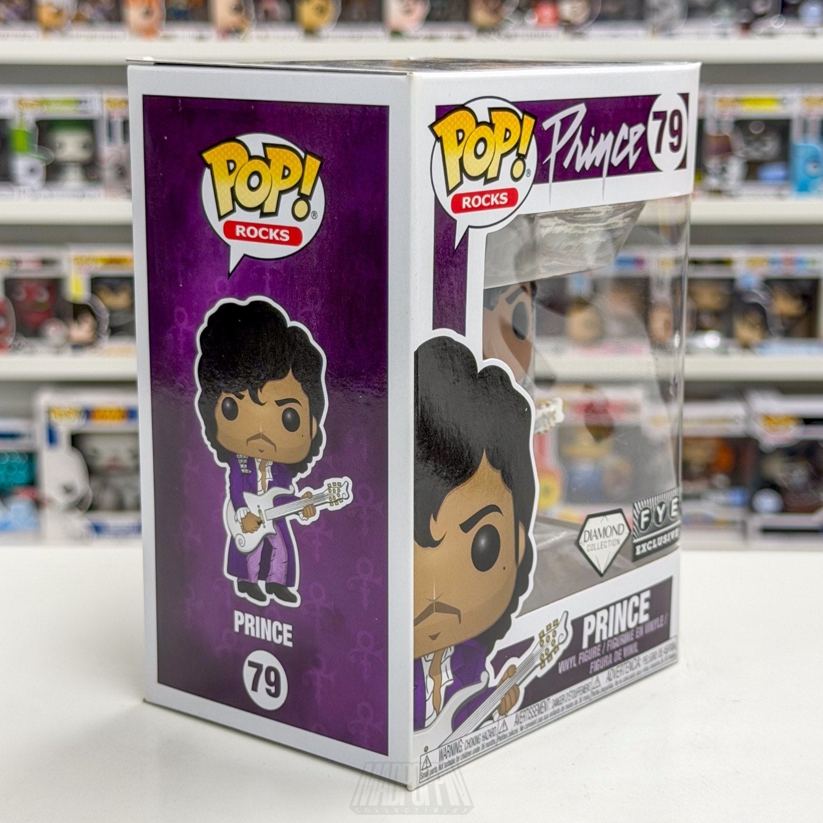 Funko Pop Rocks Prince w/Guitar Purple Rain Diamond Glitter FYE 79 Vinyl Figure