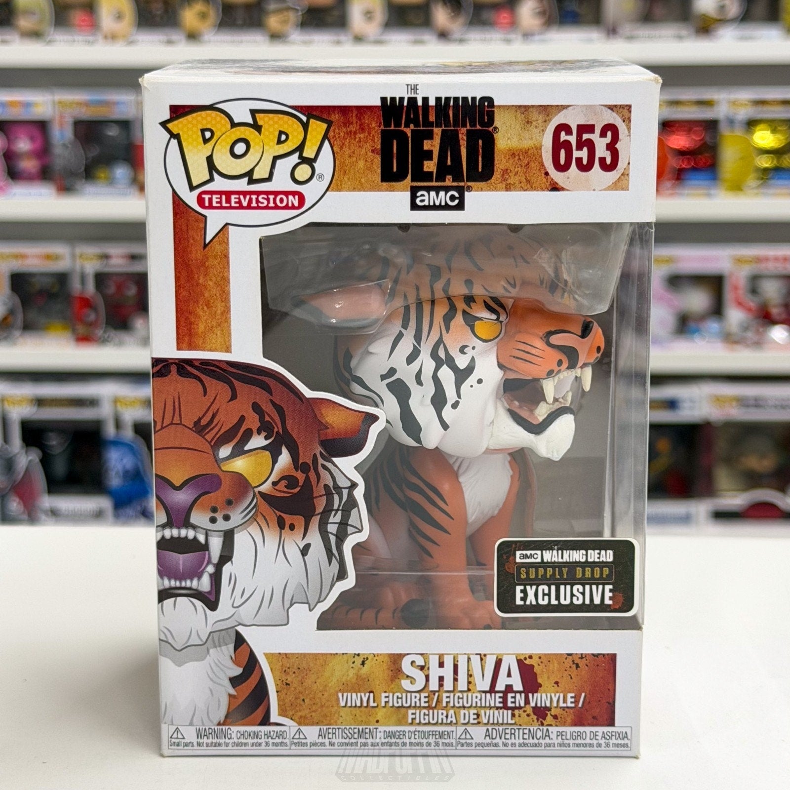 Funko Pop TV The Walking Dead Shiva TWD Supply Drop Excl 653 Tiger Vinyl Figure