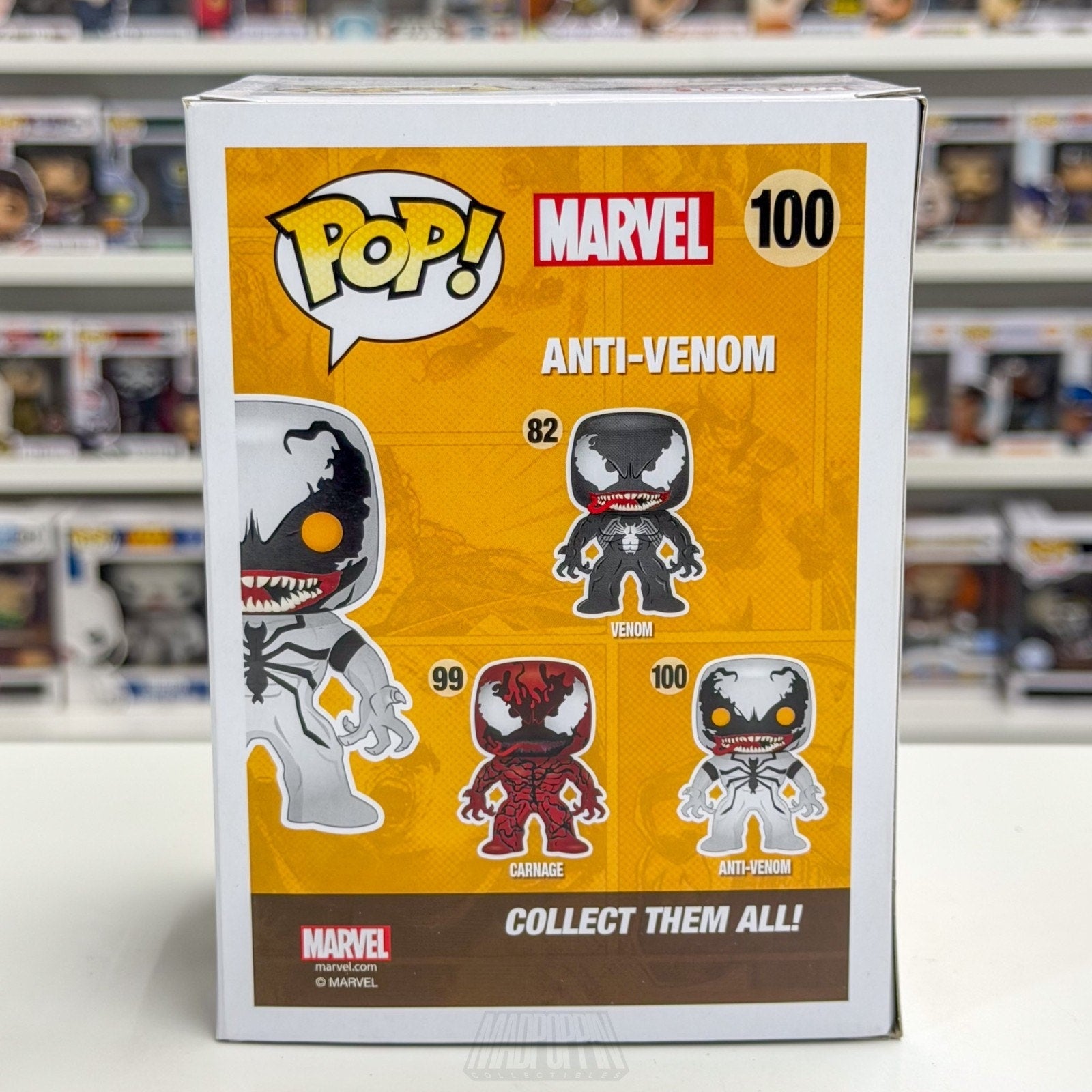 Funko Pop Marvel Anti-Venom Glow BoxLunch 100 Symbiote Spider-Man Vinyl Figure