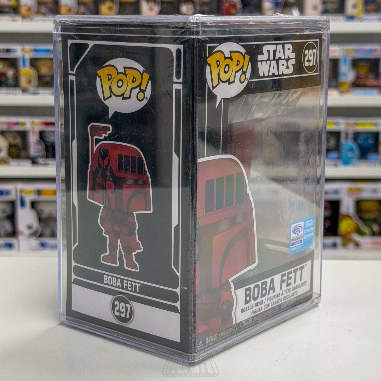 Funko Pop Star Wars Boba Fett Futura Red WonderCon Official Sticker 297 Figure