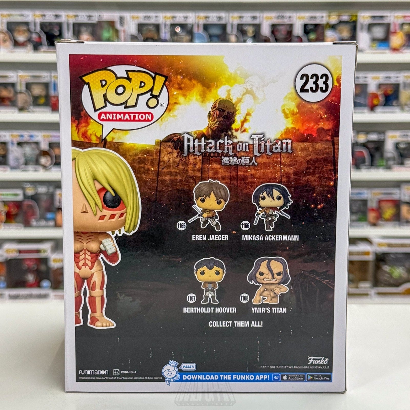Funko Pop Anime Attack on Titan Female Titan 6" Glow BAIT 233 Manga Vinyl Figure