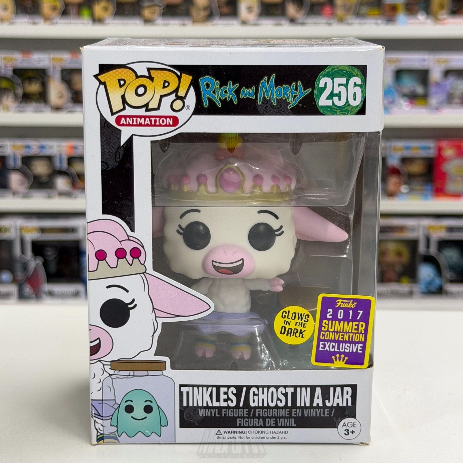 Funko Pop Animation Rick & Morty Tinkles Ghost in a Jar Glow SDCC 256 Toy Figure
