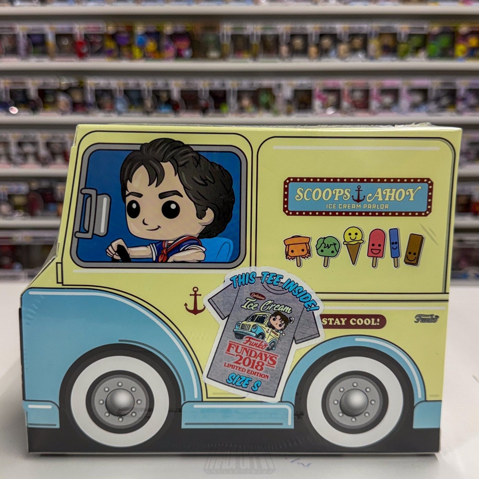 Funko Pop TV Stranger Things Scoops Ahoy Fundays 2018 Exclusive Tee Small Sealed