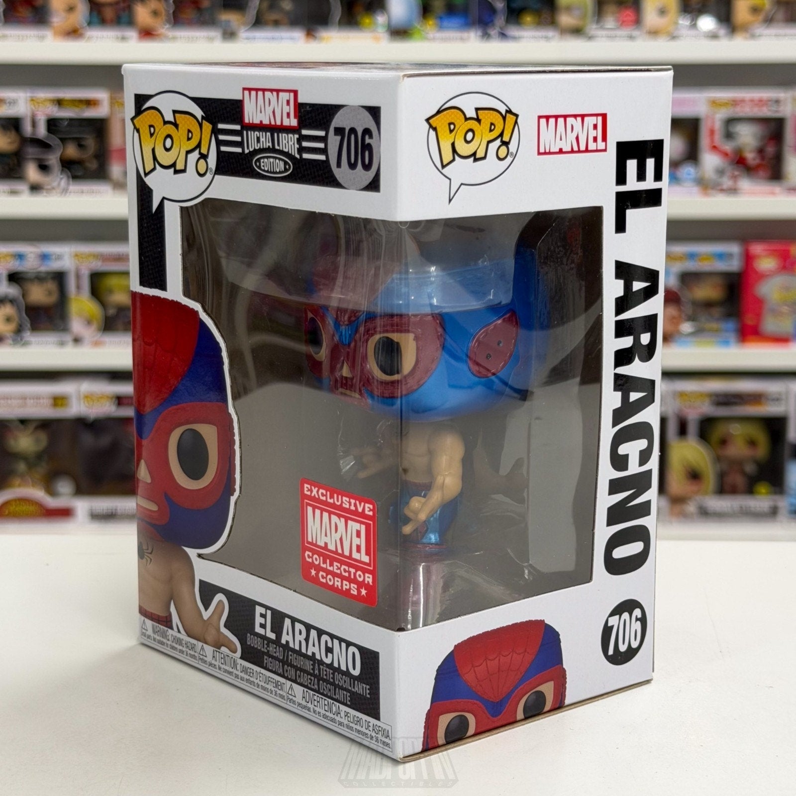Funko Pop Marvel Collector Corps Lucha Libre El Aracno Metallic 706 Toy Figure