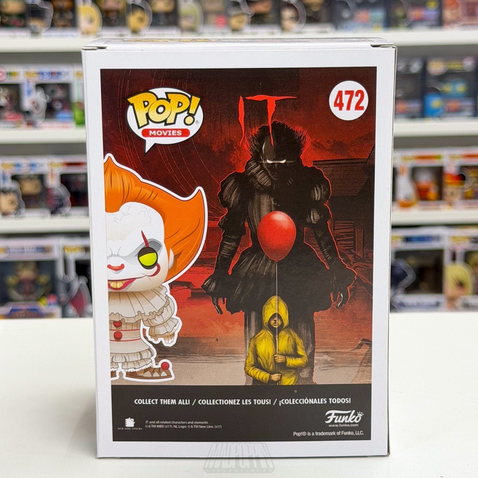 Funko Pop Movies It Pennywise w/Boat Yellow Eyes 472 Horror Stephen King Figure
