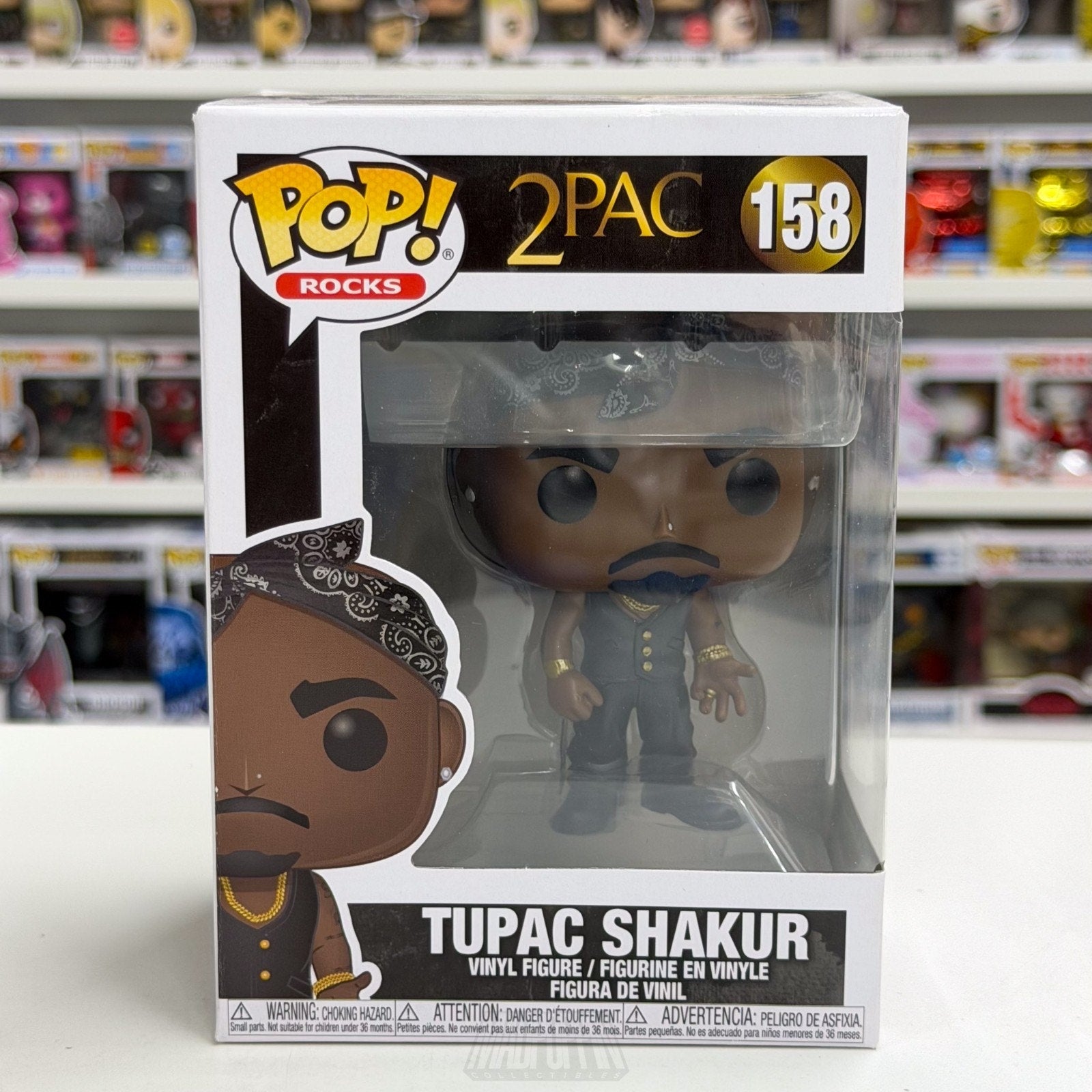 Funko Pop Rocks 2Pac Tupac Shakur Black Vest 158 Gangsta Rap Toy Vinyl Figure