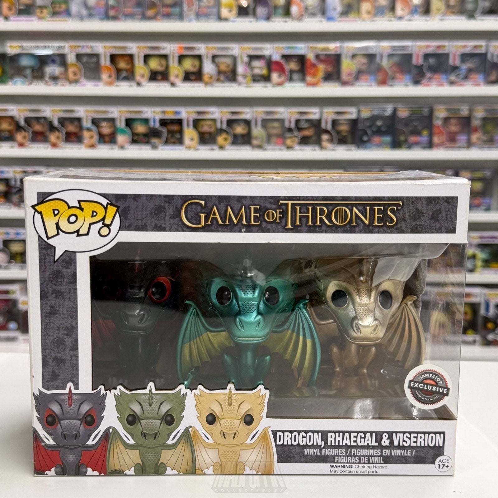 Funko Pop TV Game of Thrones Drogon Rhaegal Viserion GameStop 3 Pack Toy Figure