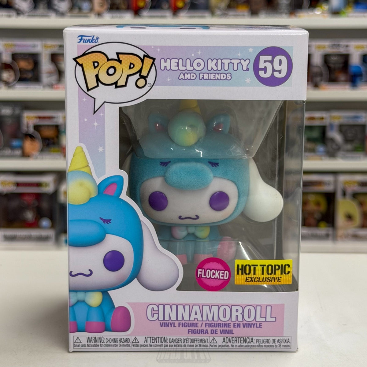 Funko Pop Sanrio Hello Kitty & Friends Cinnamoroll Flocked Hot Topic 59 Kawaii
