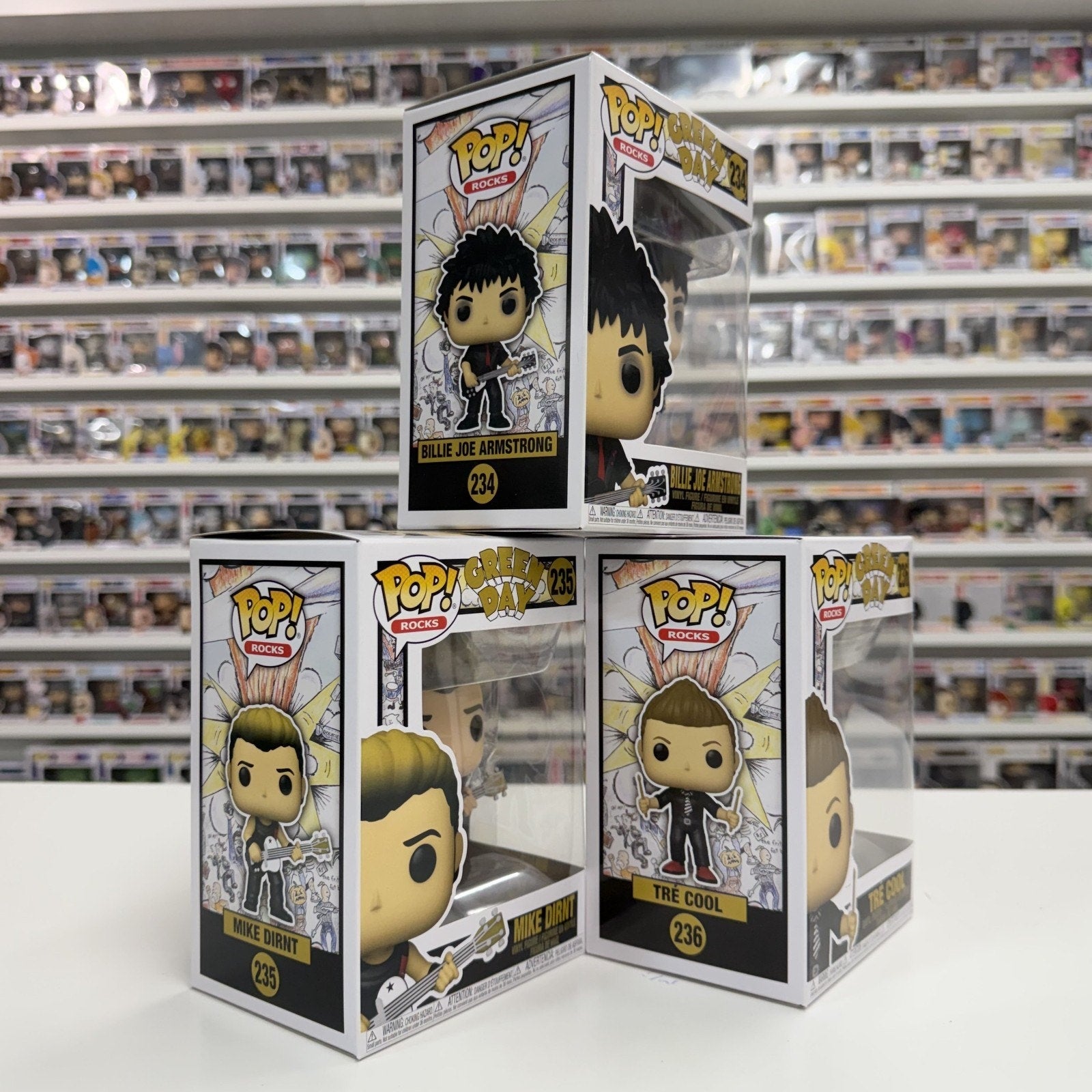 Funko Pop Rocks Green Day Complete Set Billie Joe Mike Tre Punk Vinyl Figures