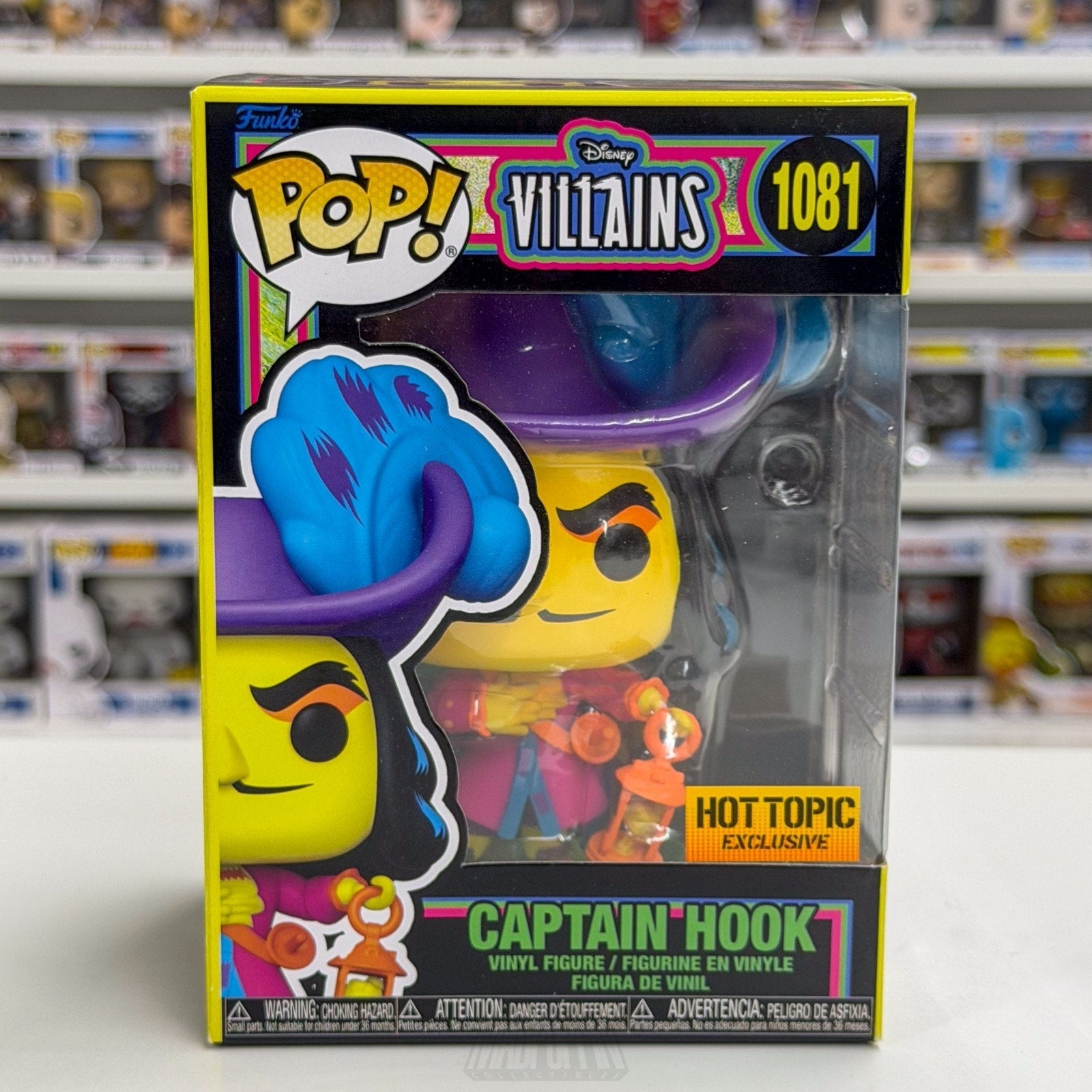 Funko Pop Disney Villains Captain Hook Hot Blacklight Topic 1081 Vinyl Figure
