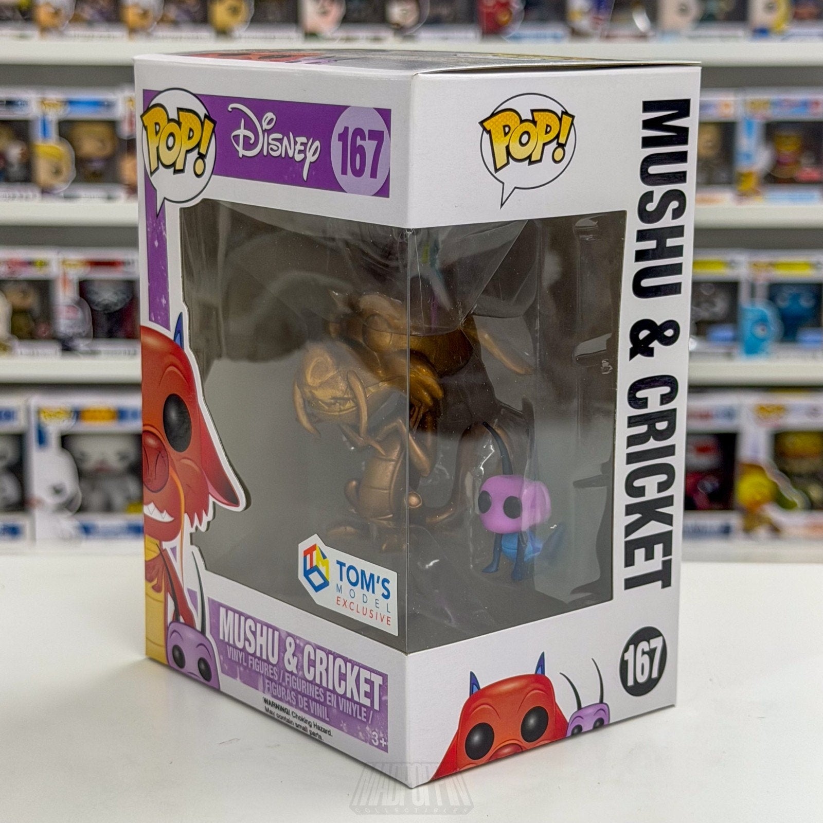 Funko Pop Disney Gold Mushu & Cricket Tom's Model 167 Animated Toy Vinyl Figure