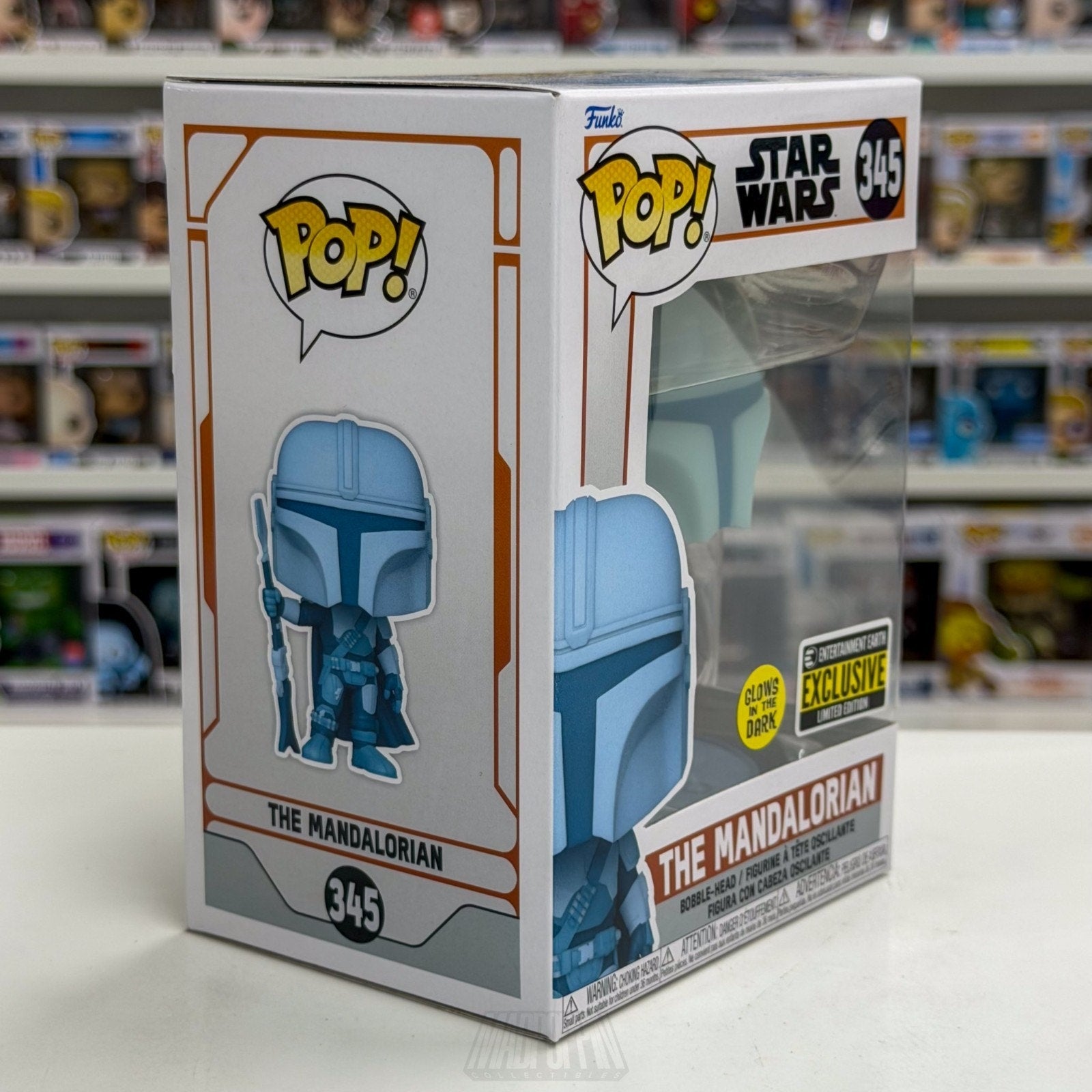 Funko Pop Star Wars Mandalorian Holographic Glow Entertainment Earth 345 Figure