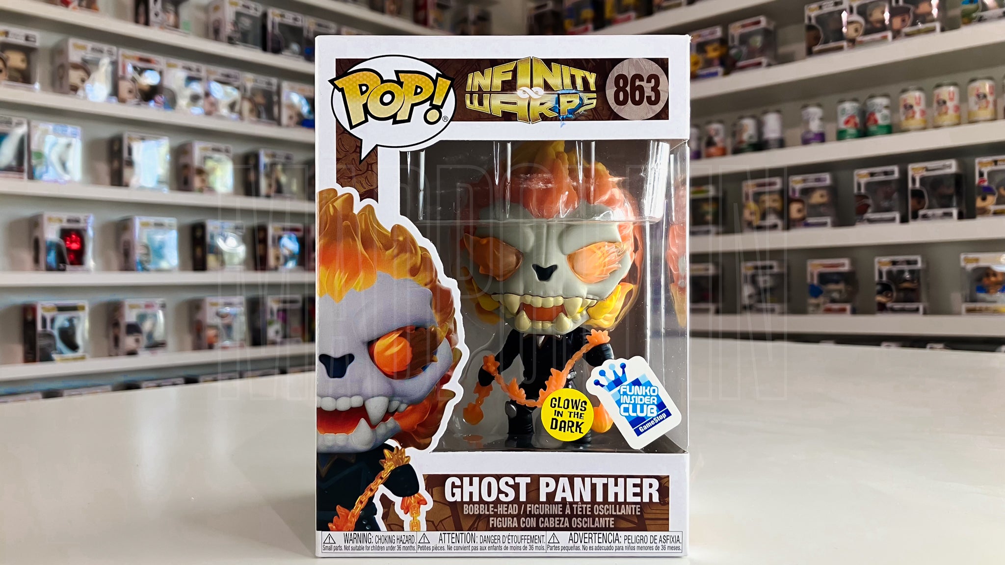 Funko Pop Marvel Infinity Warps Ghost Panther w/ Chain Glow Insider Club GameStop 863