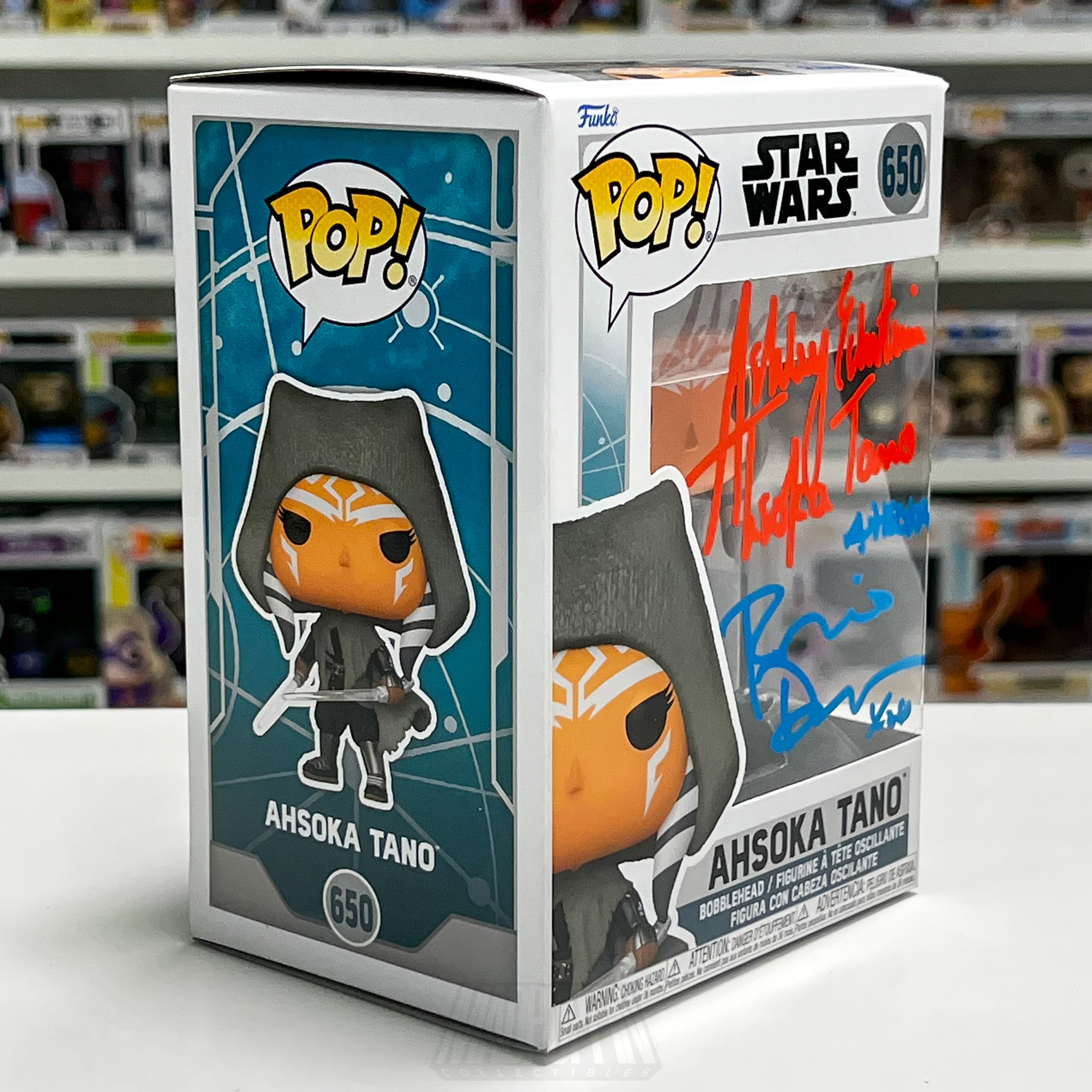 Funko Pop Star Wars Ahsoka Tano 650 Signed Ashley Eckstein Rosario Dawson COA