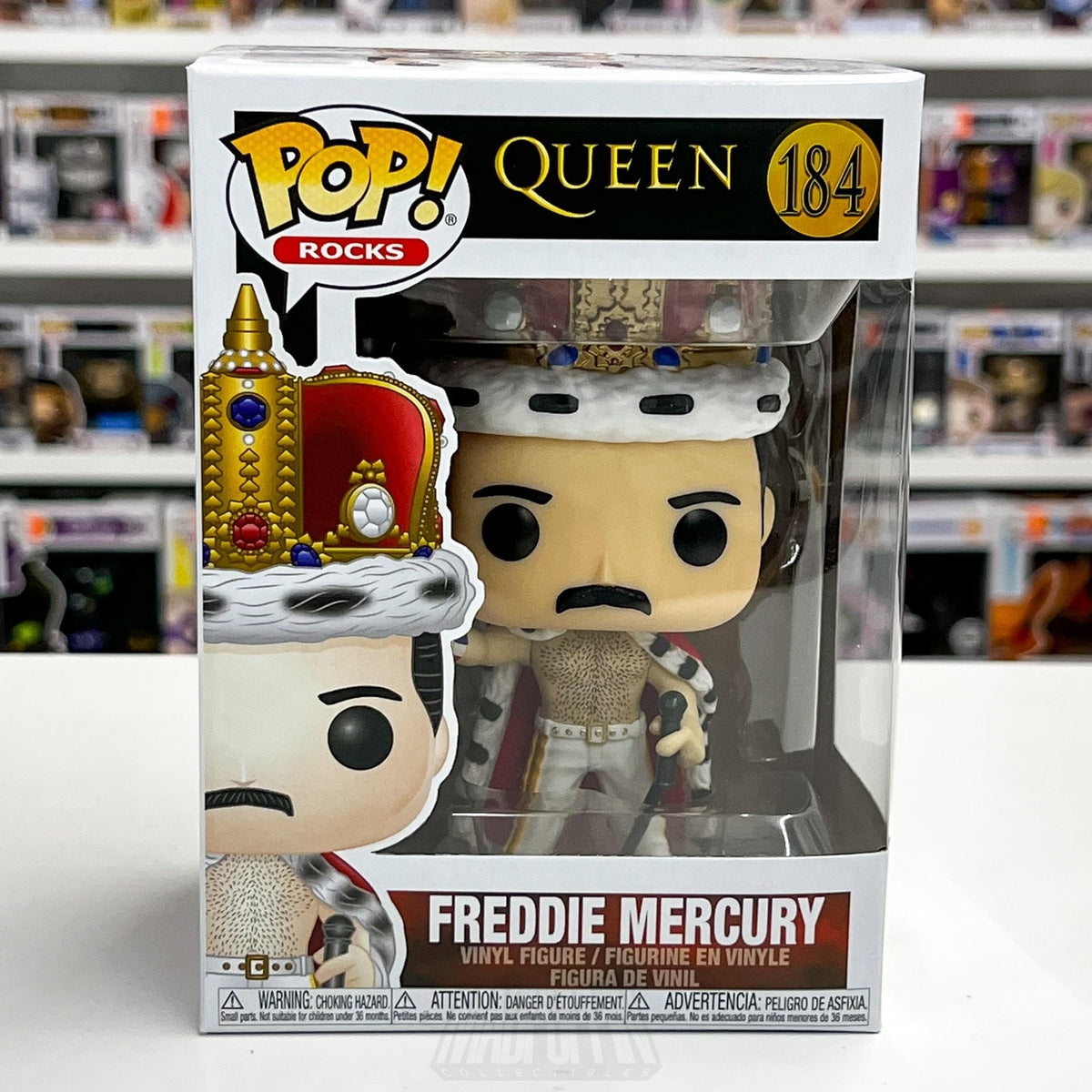 Funko Pop! Rocks Queen Freddie Mercury #184 Crown Robe Vinyl Figure Boxed