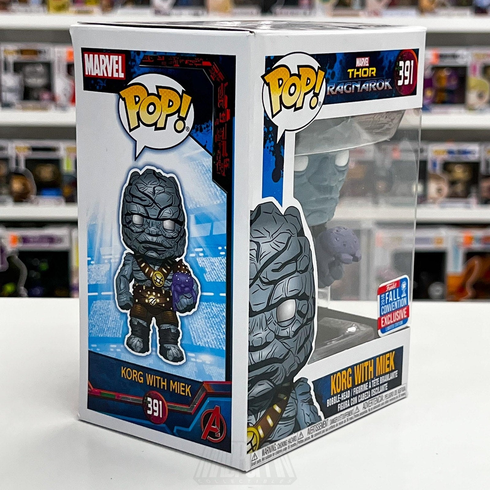 Funko Pop Marvel Thor Ragnarok Korg w/Miek 391 2018 Fall Con NYCC Vinyl Figure
