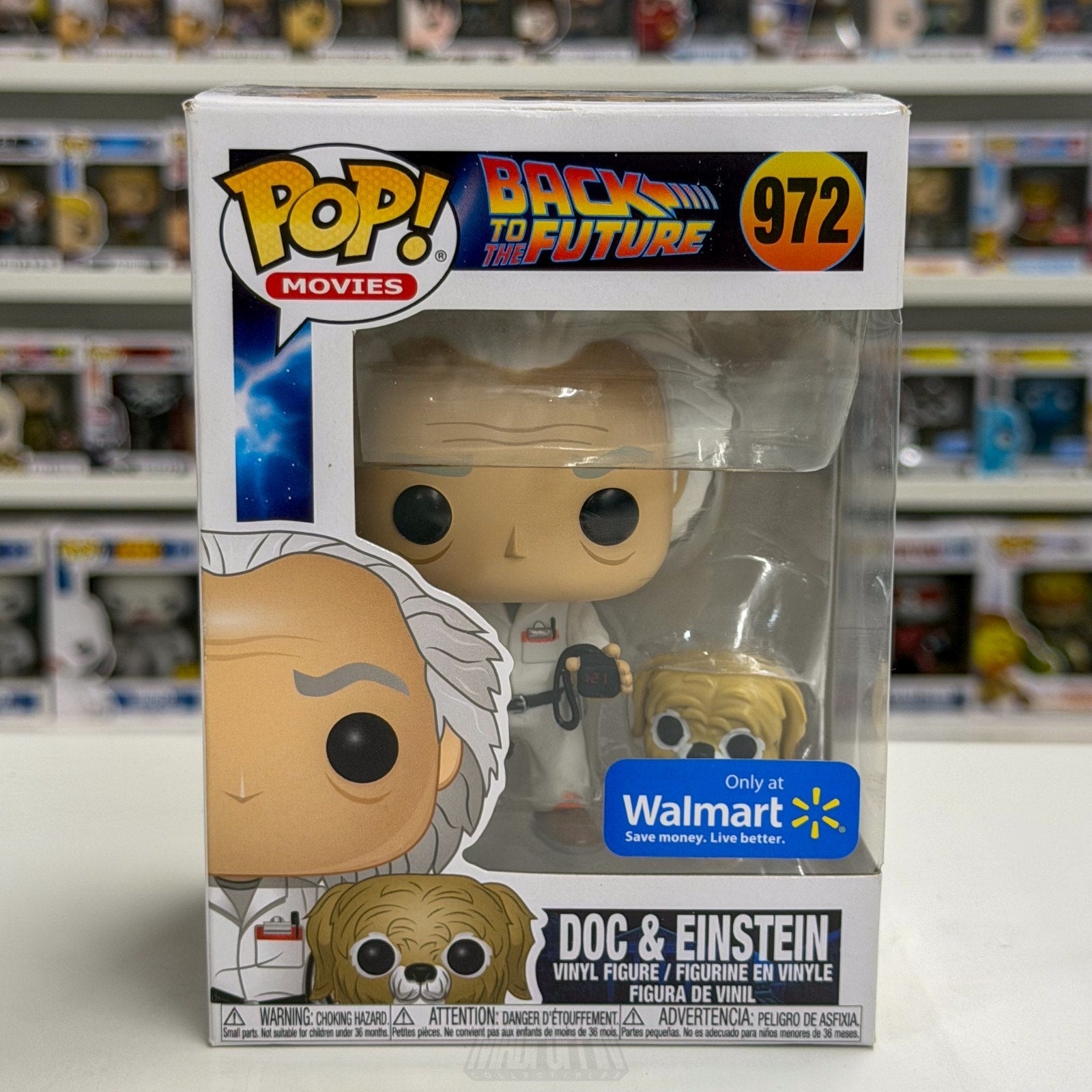 Funko Pop Movies Back to the Future Doc Brown Einstein Walmart 972 Vinyl Figure