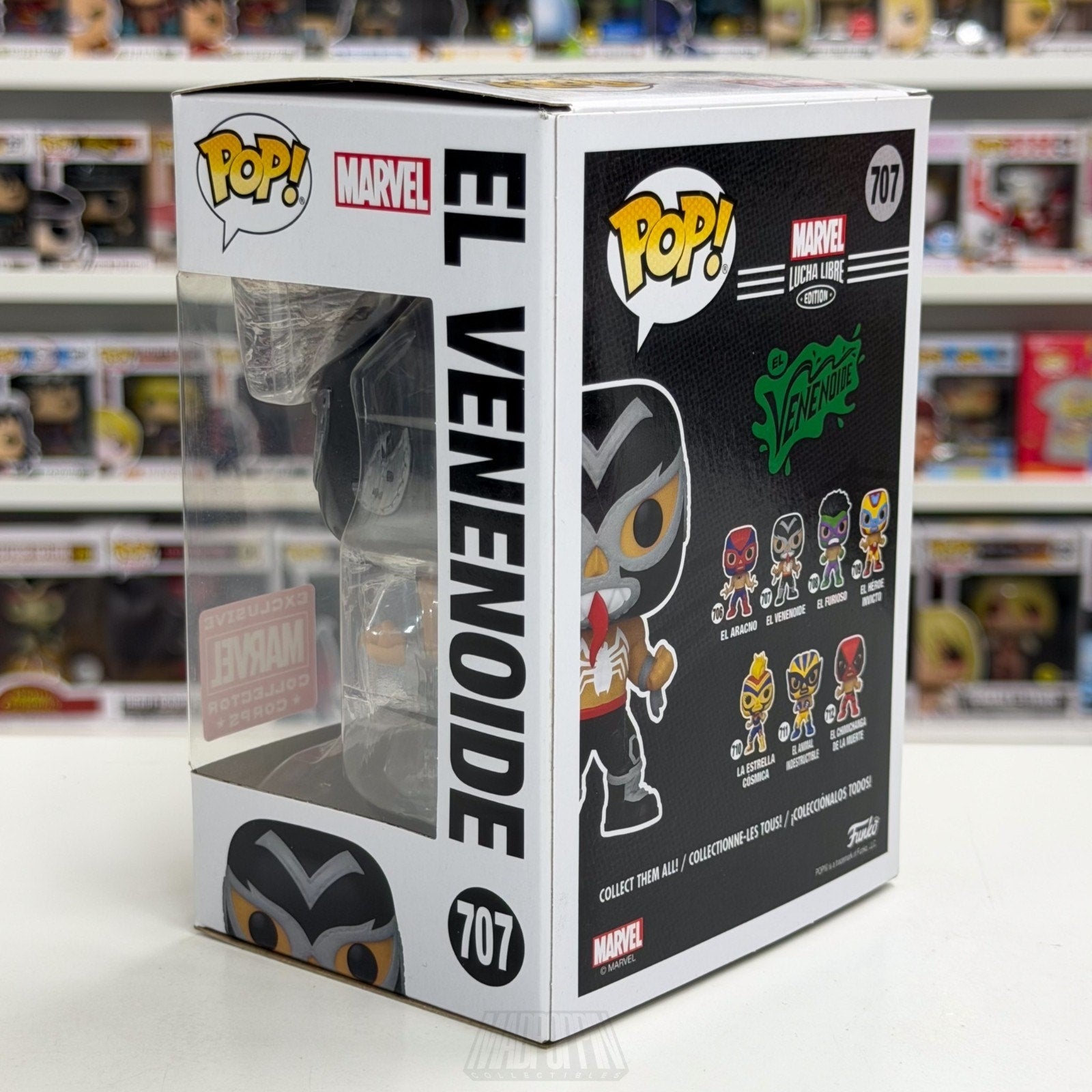 Funko Pop Marvel Collector Corps Lucha Libre El Venenoide Metallic 707 Figure