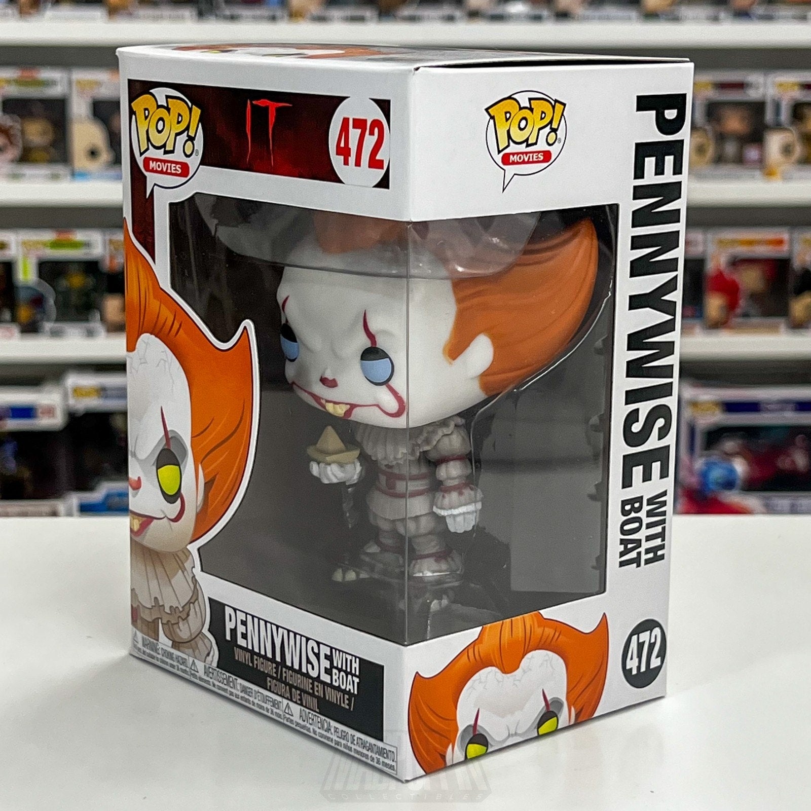 Funko Pop Movies IT Pennywise With Boat Blue Eyes 472 Horror Clown Vinyl Figure