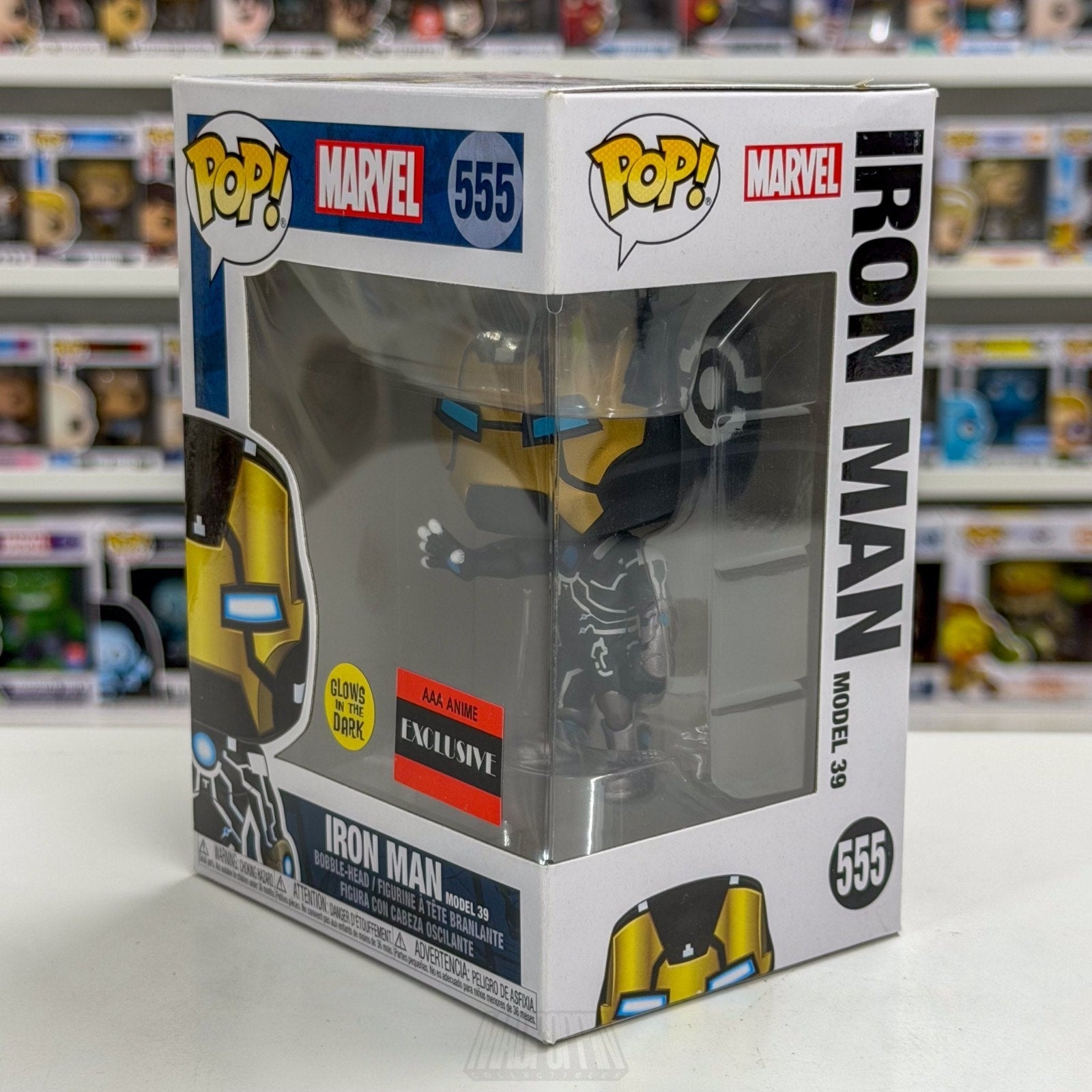 Funko Pop Marvel Iron Man Model 39 Glow in the Dark AAA Anime 555 Vinyl Figure