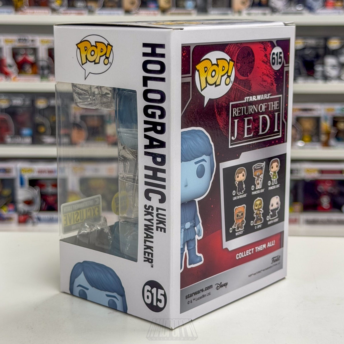 Funko Pop Star Wars Holographic Luke Skywalker Glow Entertainment Earth 615 Toy