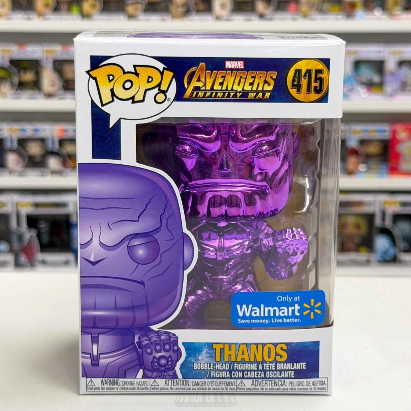 Funko Pop Marvel Avengers Infinity War Thanos Walmart Purple Chrome 289 Figure
