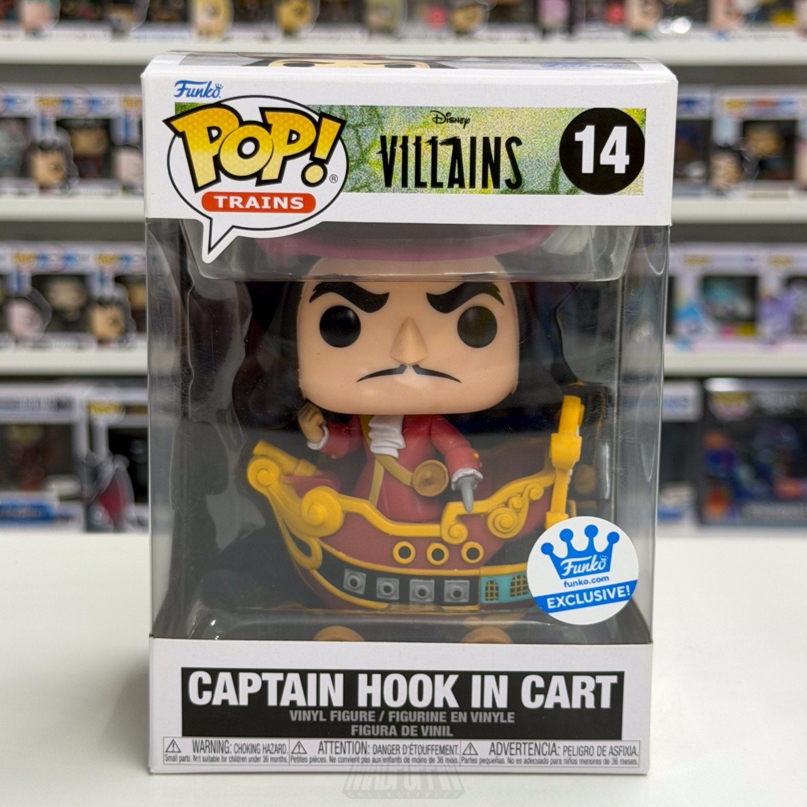 Funko Pop Trains Disney Villains Captain Hook in Cart 14 Peter Pan Vinyl Figure
