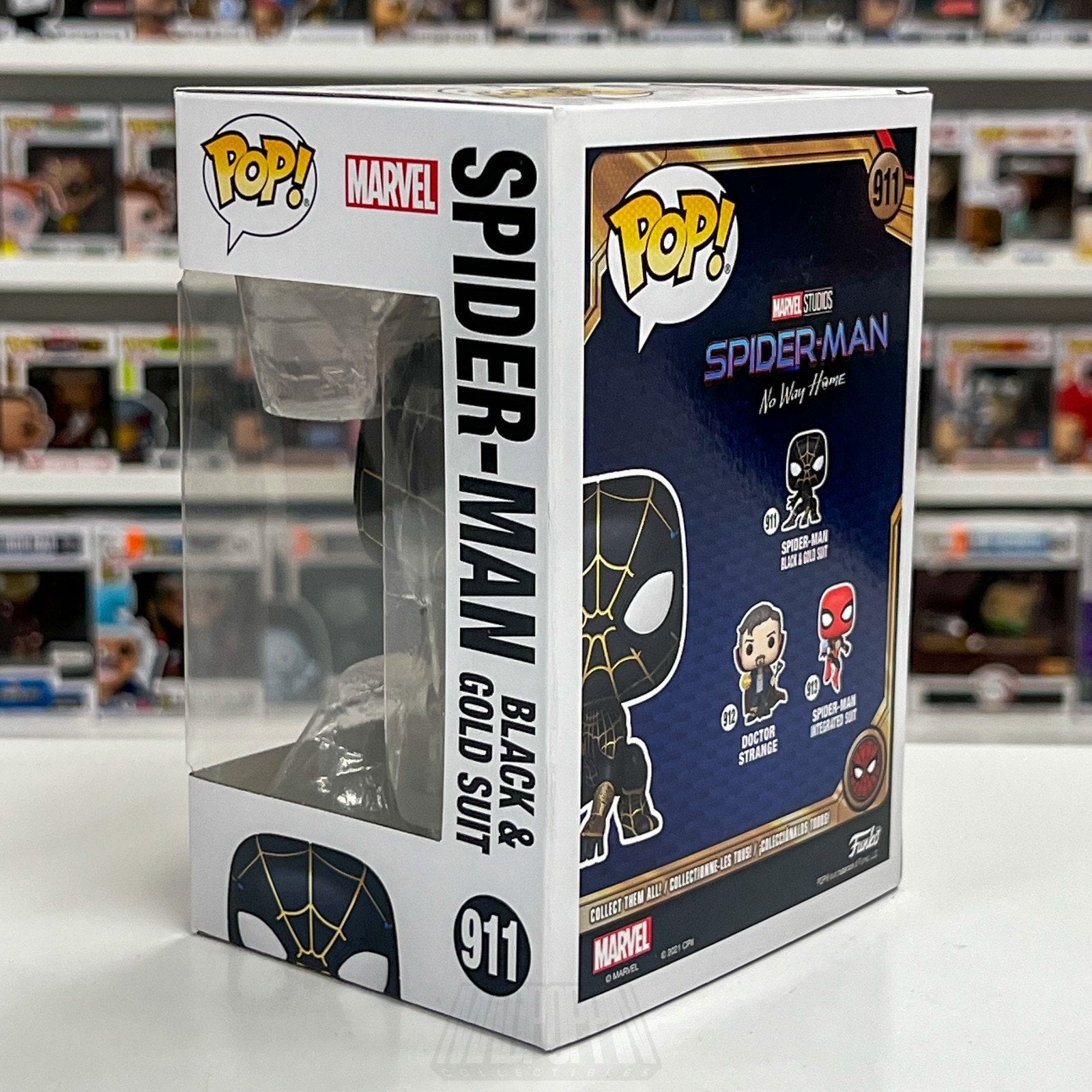 Funko Pop Marvel Spider-Man No Way Home Black & Gold Suit 911 Toy Vinyl Figure