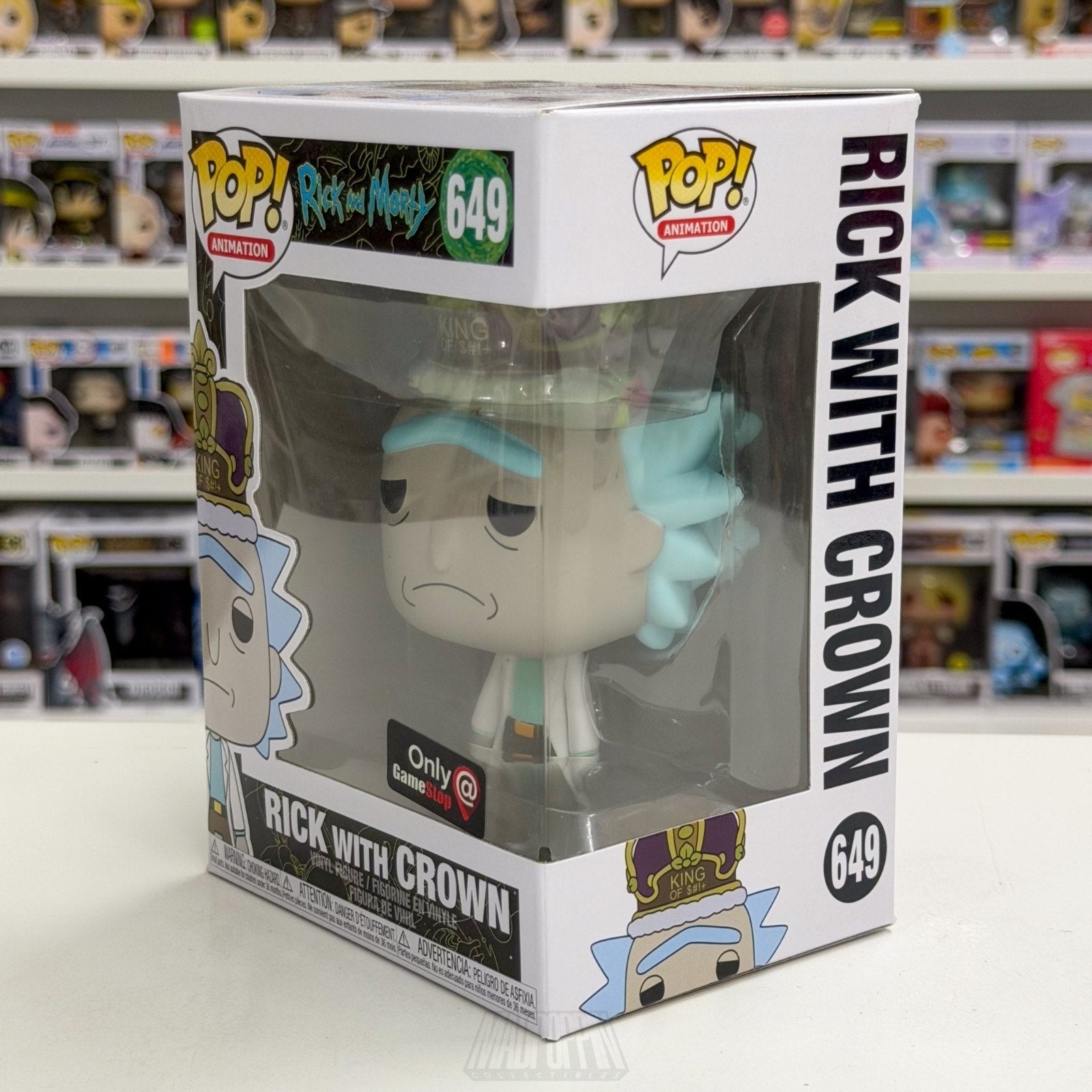 Funko Pop Animation Rick & Morty w/Crown King of $#+ GameStop 649 Vinyl Figure