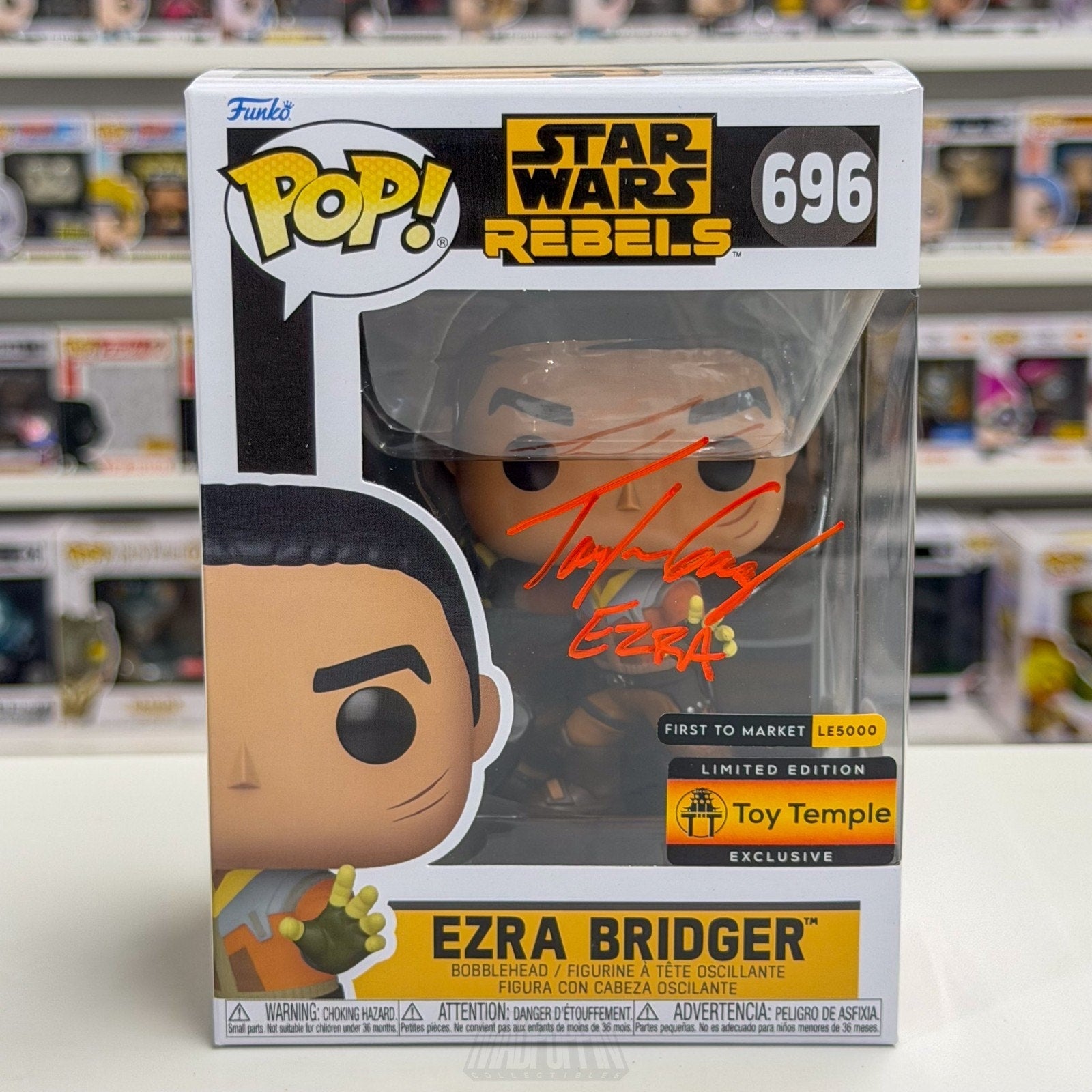 Funko Pop Star Wars Rebels Ezra Bridger Signed Taylor Gray Toy Temple 696 Figure