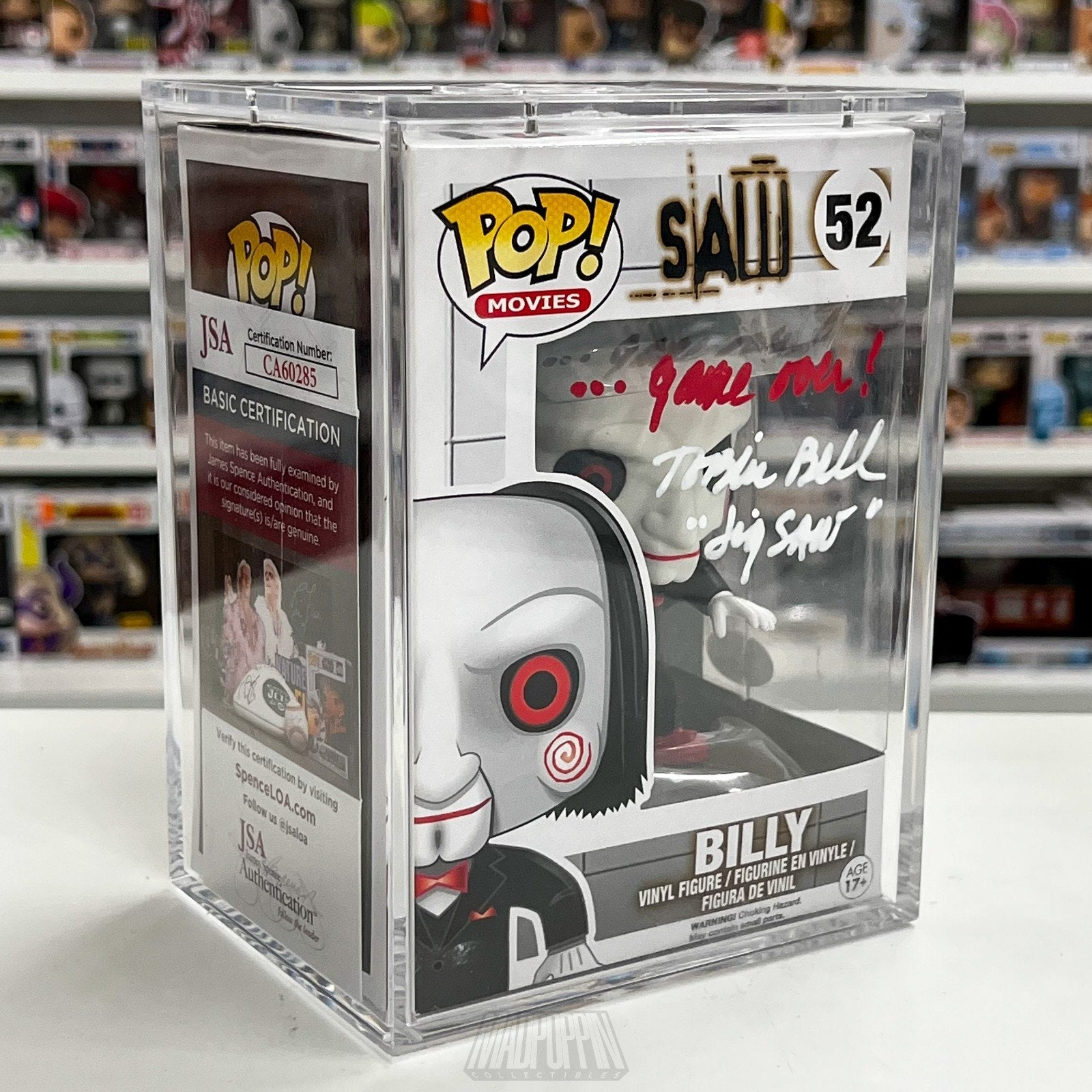 Funko Pop Movies Saw Billy 52 Signed Auto Tobin Bell JSA Vaulted Horro