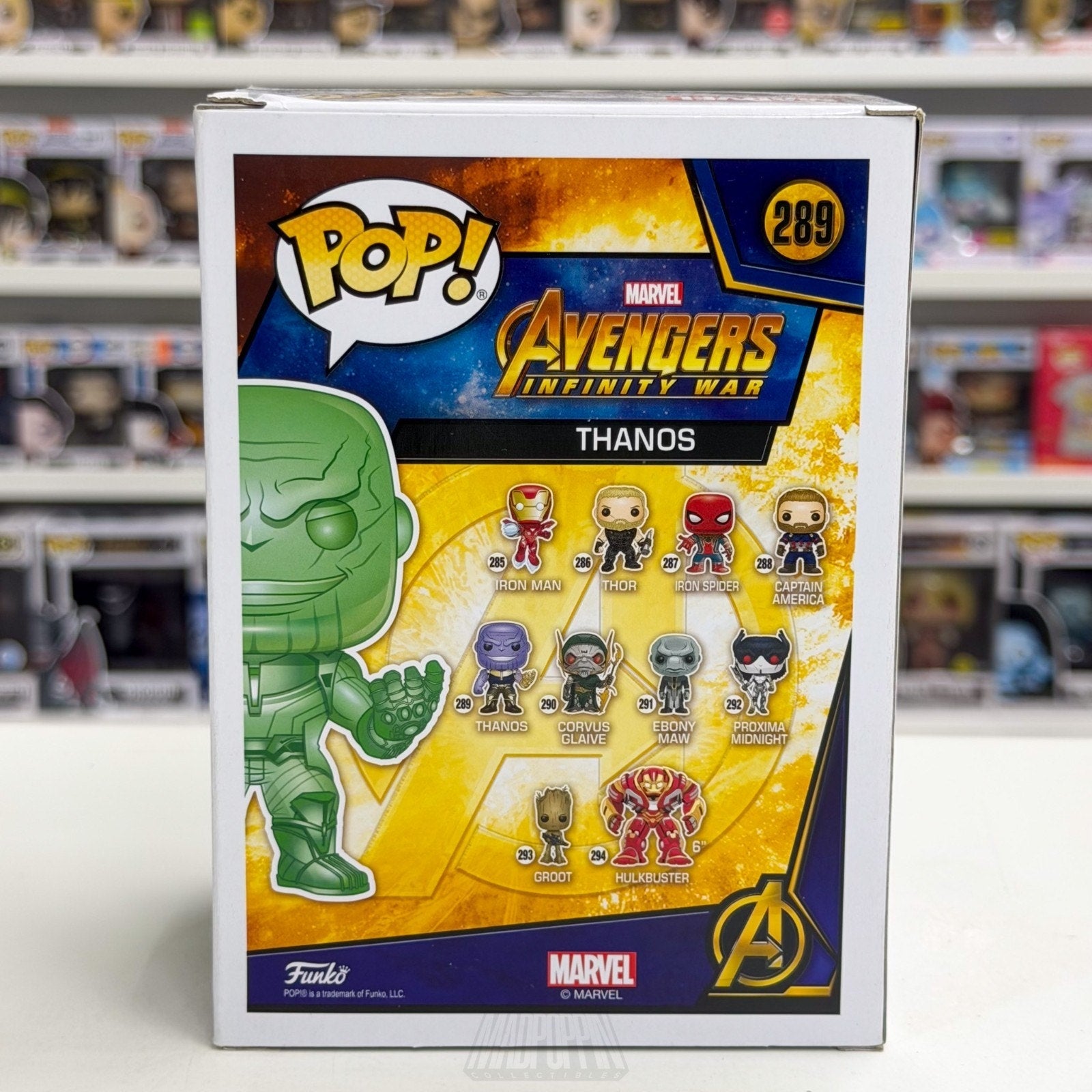 Funko Pop Marvel Avengers Infinity War Thanos Walmart Green Chrome 289 Figure