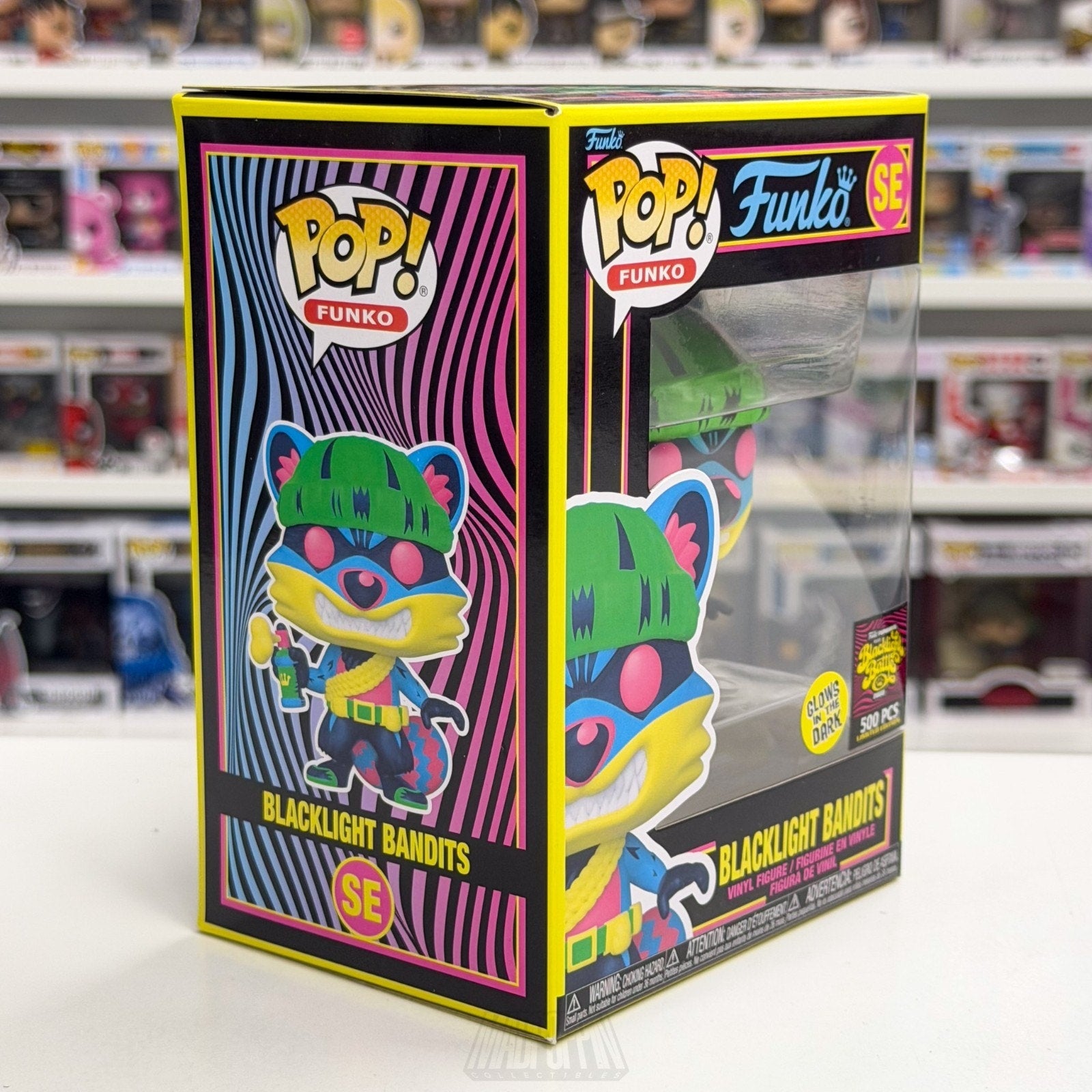 Funko Pop Fundays Blacklight Battle Bandits Glow SE 500 PCS Raccoon Vinyl Figure