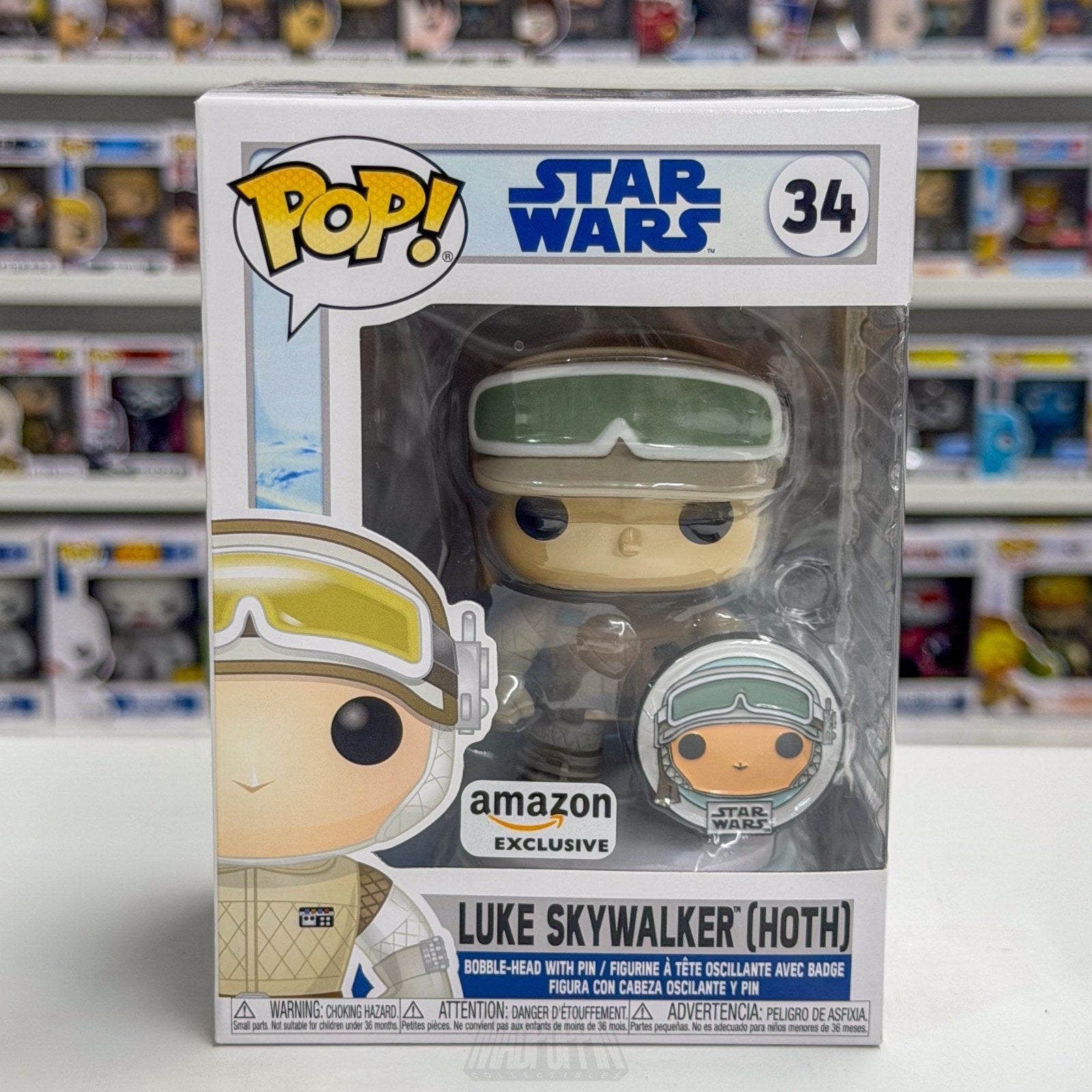 Funko Pop Star Wars Empire Strikes Back Luke Skywalker Hoth Pin Amazon 34 Figure