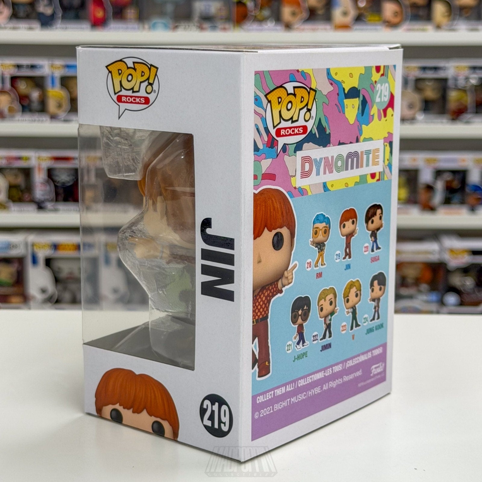 Funko Pop Rocks BTS Dynamite Jin 219 Boy Band Korean K-Pop Toy Vinyl Figure
