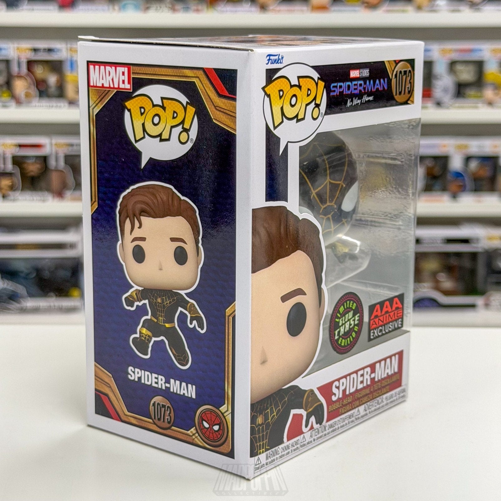Funko Pop Marvel No Way Home Spider-Man Glow Chase AAA Anime 1073 Vinyl Figure