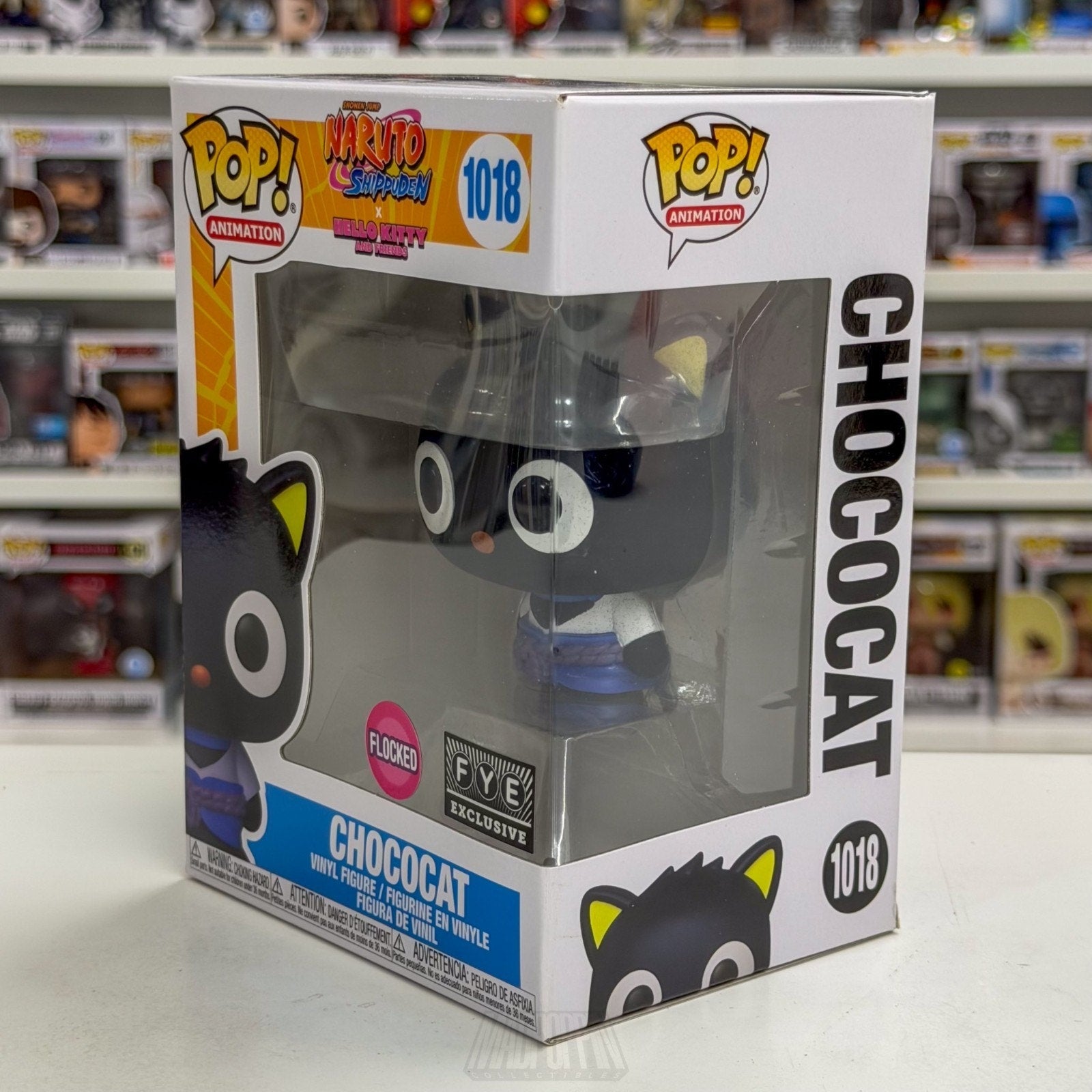 Funko Pop Anime Naruto x Hello Kitty Chococat Flocked FYE 1018 Kawaii Figure