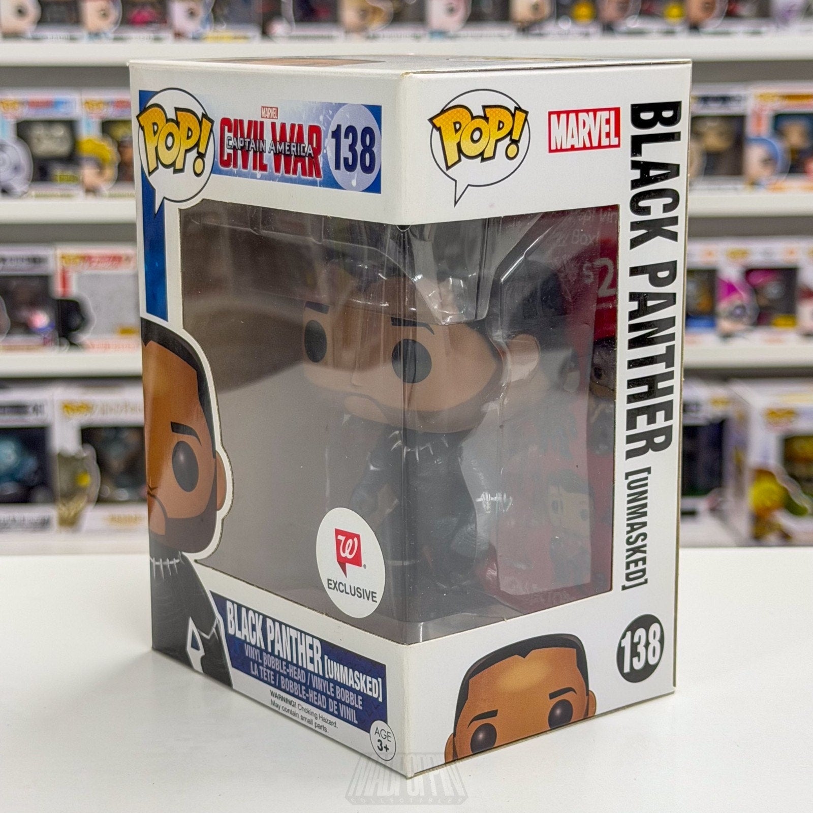 Funko Pop Marvel Civil War Black Panther Unmasked Walgreens 138 Toy Vinyl Figure