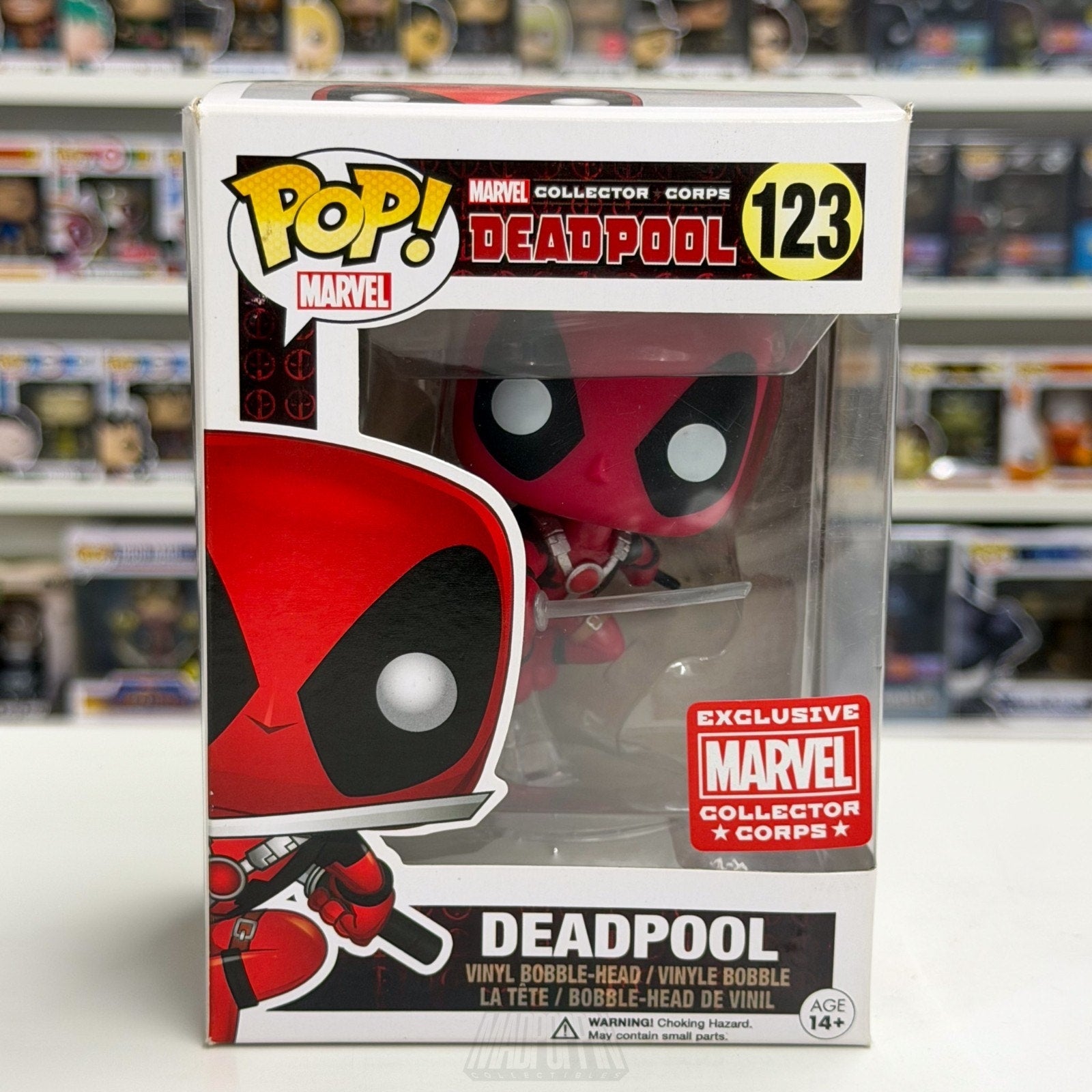 Funko Pop Marvel Collector Corps Deadpool Leaping w/Sword 123 Toy Vinyl Figure