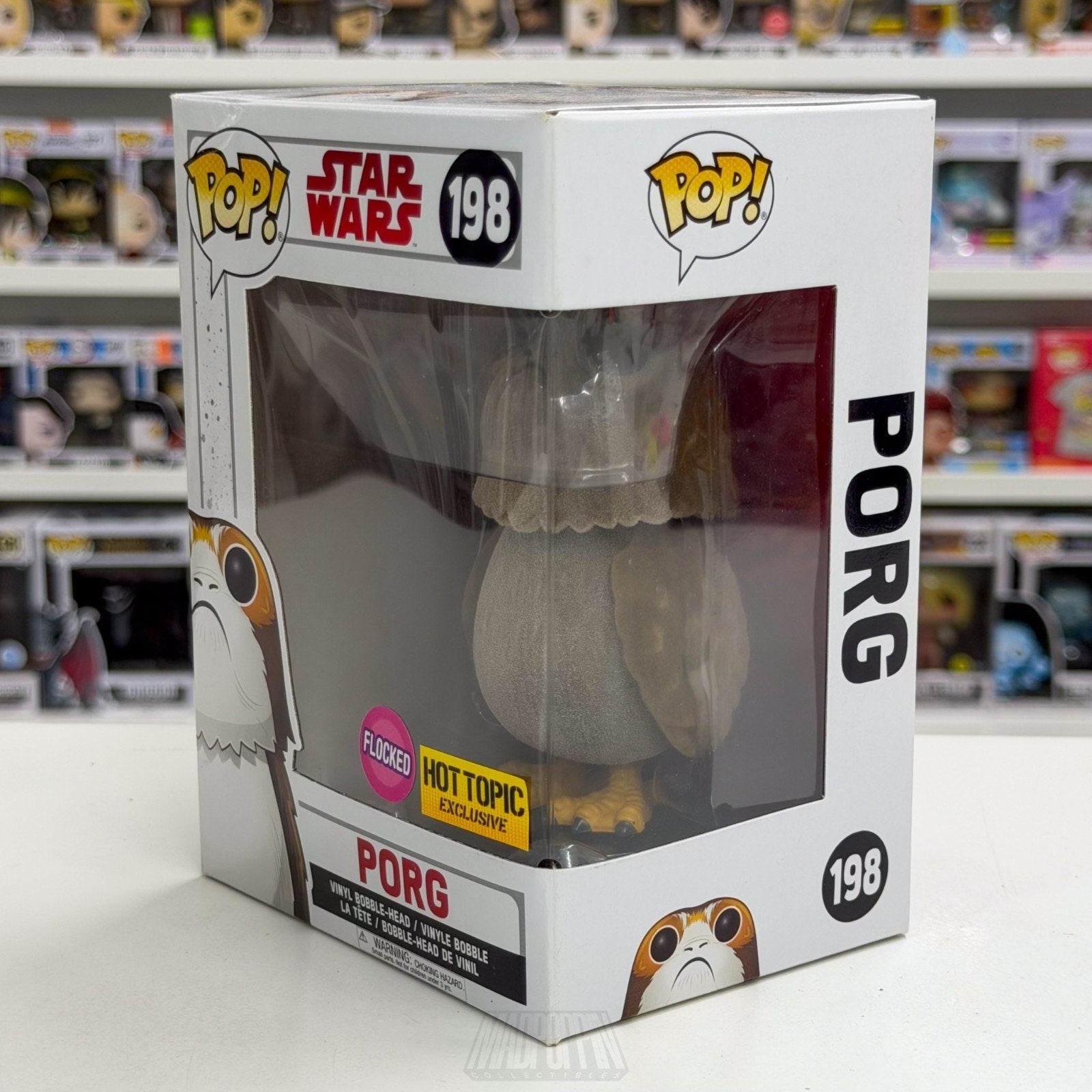 Funko Pop Star Wars Episode 8 Last Jedi Porg Flocked Hot Topic 198 Vinyl Figure