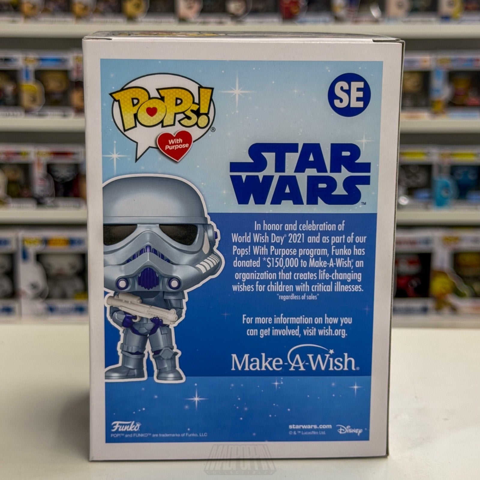 Funko Pop Star Wars Make A Wish Stormtrooper Blue Metallic Gamestop SE Figure