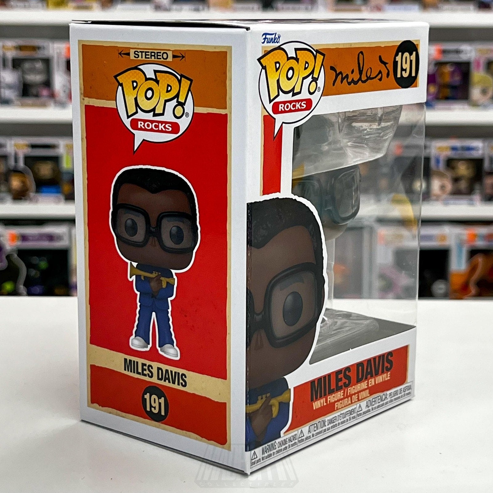 Funko Pop! Rocks Miles Davis #191 Vinyl Figure Jazz Trumpet Collectible Boxed