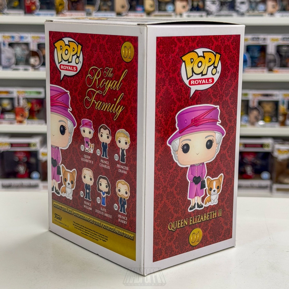 Funko Pop The Royal Family Queen Elizabeth II Pink Outfit Corgi 01 Vinyl Figure