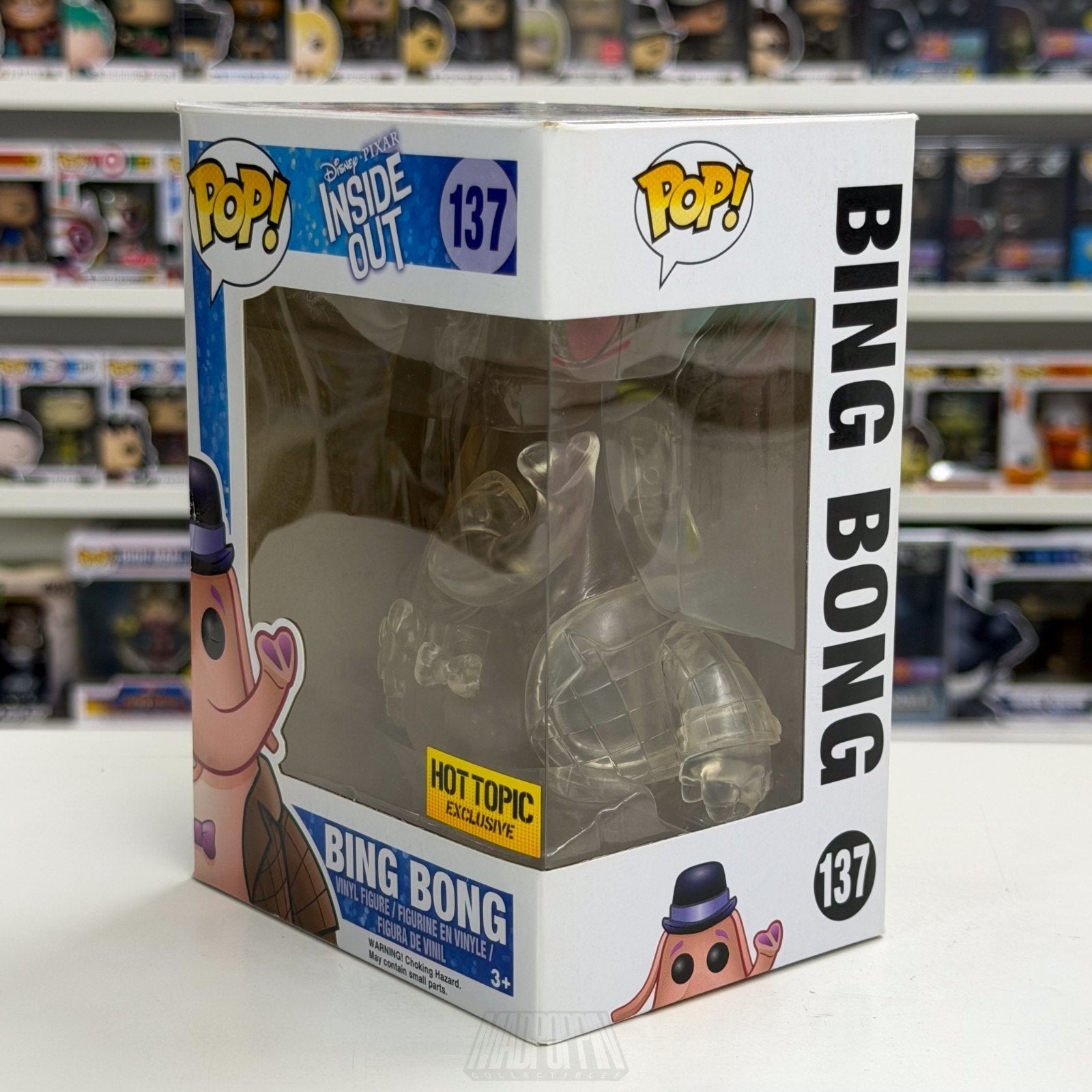 Funko Pop Disney Pixar Inside Out Bing Bong Clear Hot Topic 137 Toy Vinyl Figure