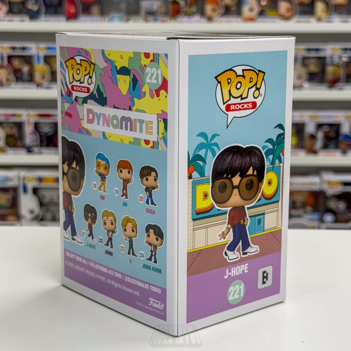 Funko Pop Rocks BTS Dynamite J-Hope 221 Boy Band Korean K-Pop Toy Vinyl Figure