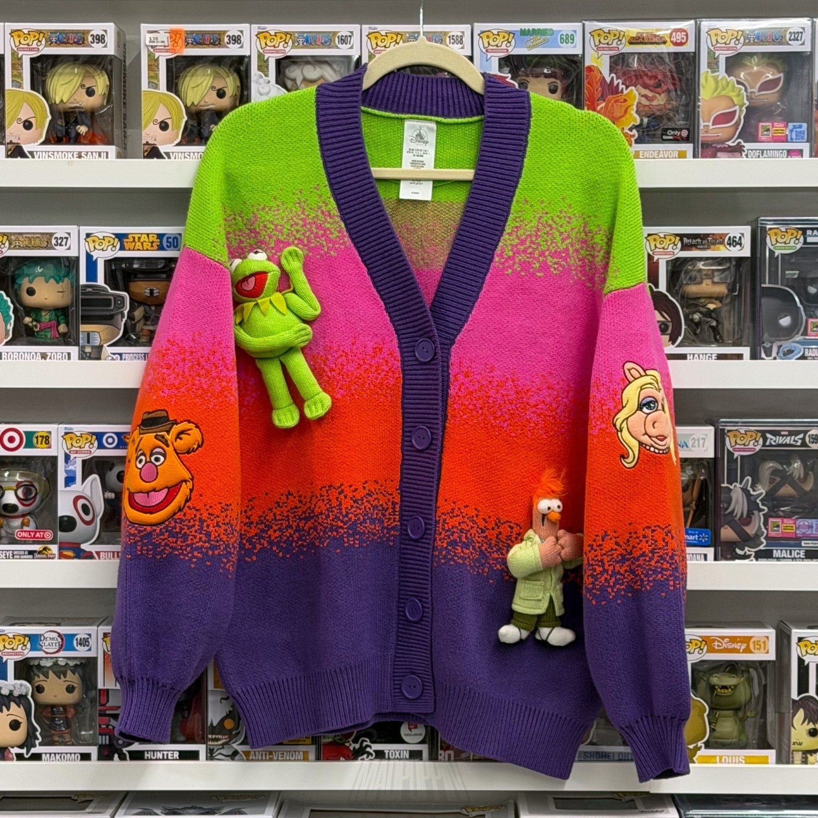 D23 Disney 2026 The Muppet Show Plush Cardigan Sweater 50th Anniversary SMALL