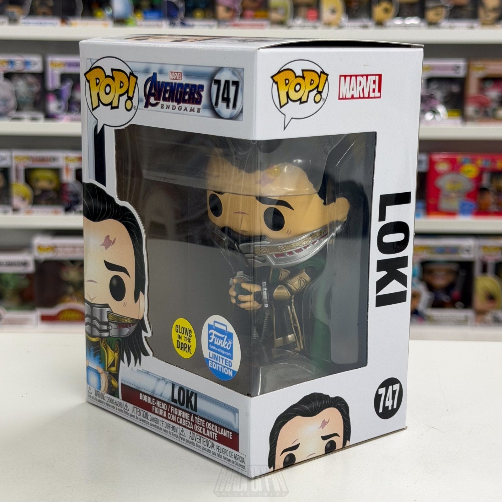 Funko Pop Marvel Avengers Endgame Loki Arrested /Tesseract Glow 747 Vinyl Figure