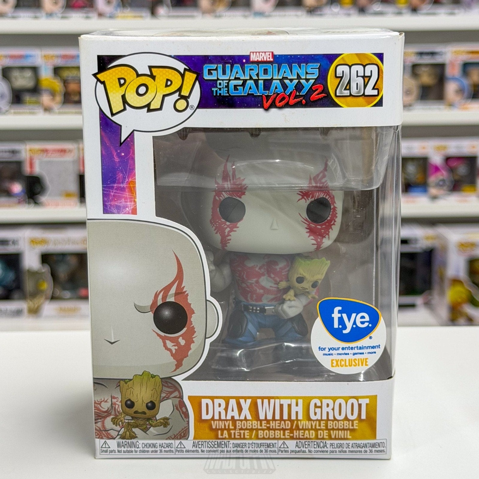 Funko Pop Marvel Guardians of the Galaxy Drax with Groot FYE 262 Vinyl Figure
