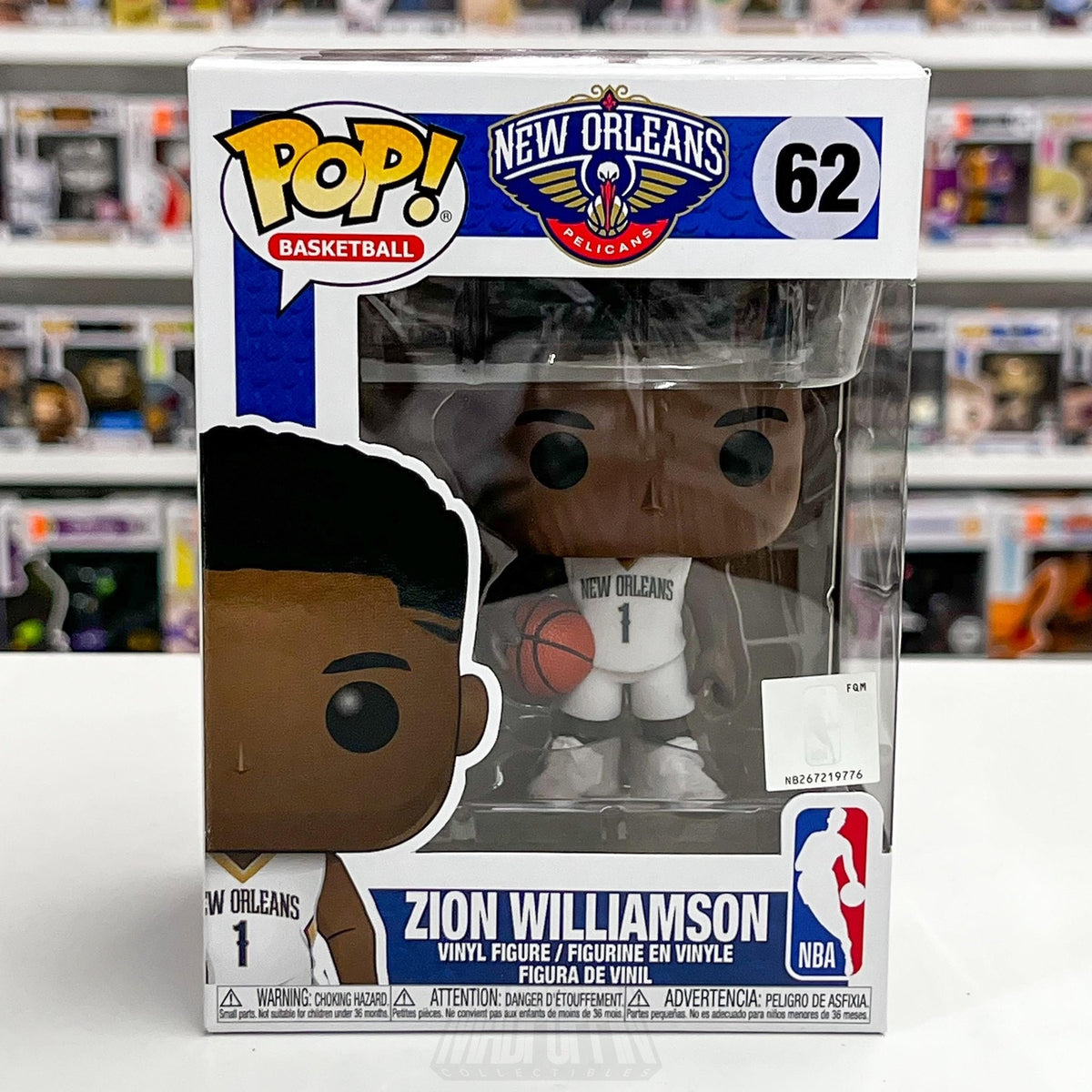 Funko Pop! NBA Zion Williamson #62 New Orleans Pelicans Vinyl Figure Collectible