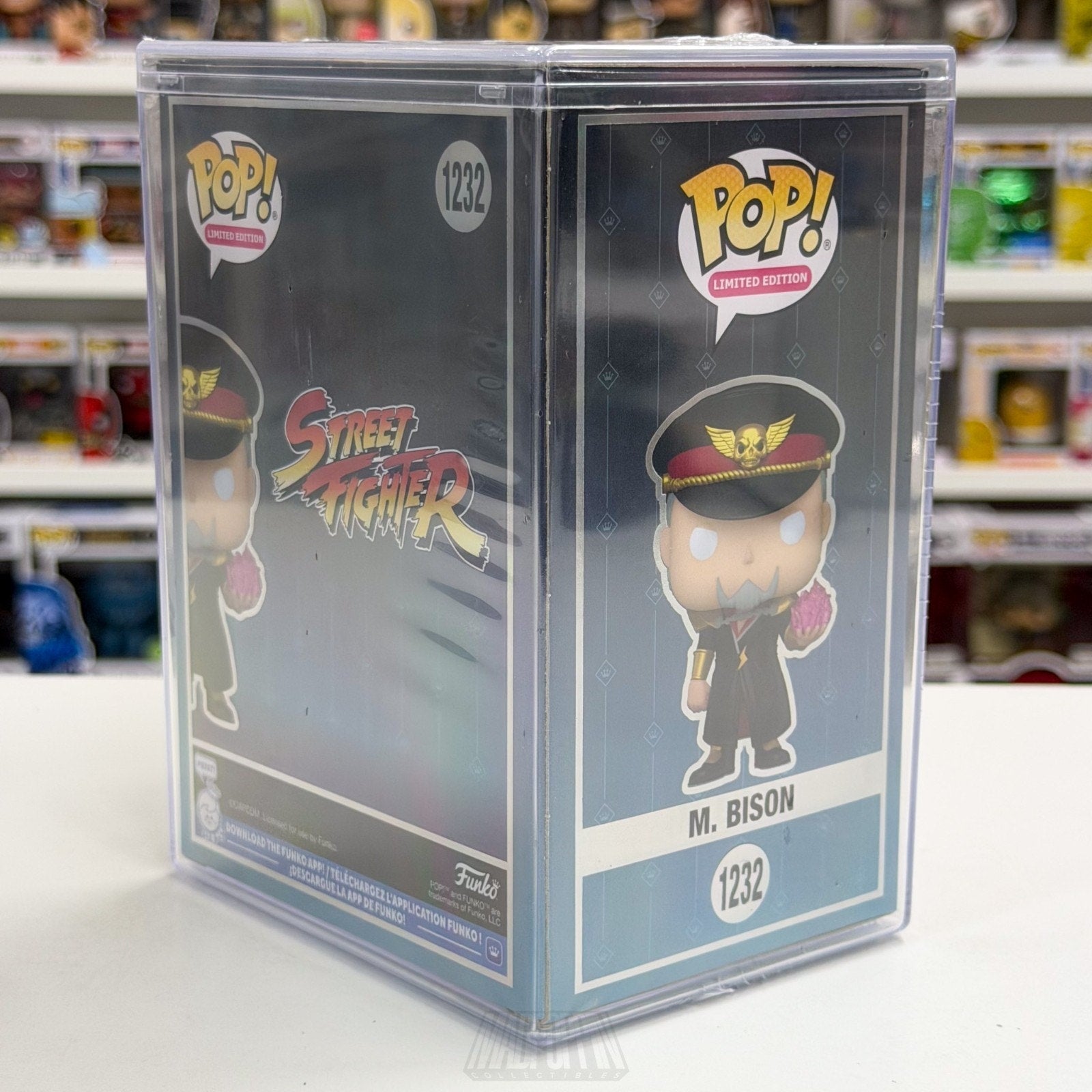 Funko Pop Street Fighter M Bison Glow 1232 1500 SDCC 2026 LEGENDARY CON STICKER
